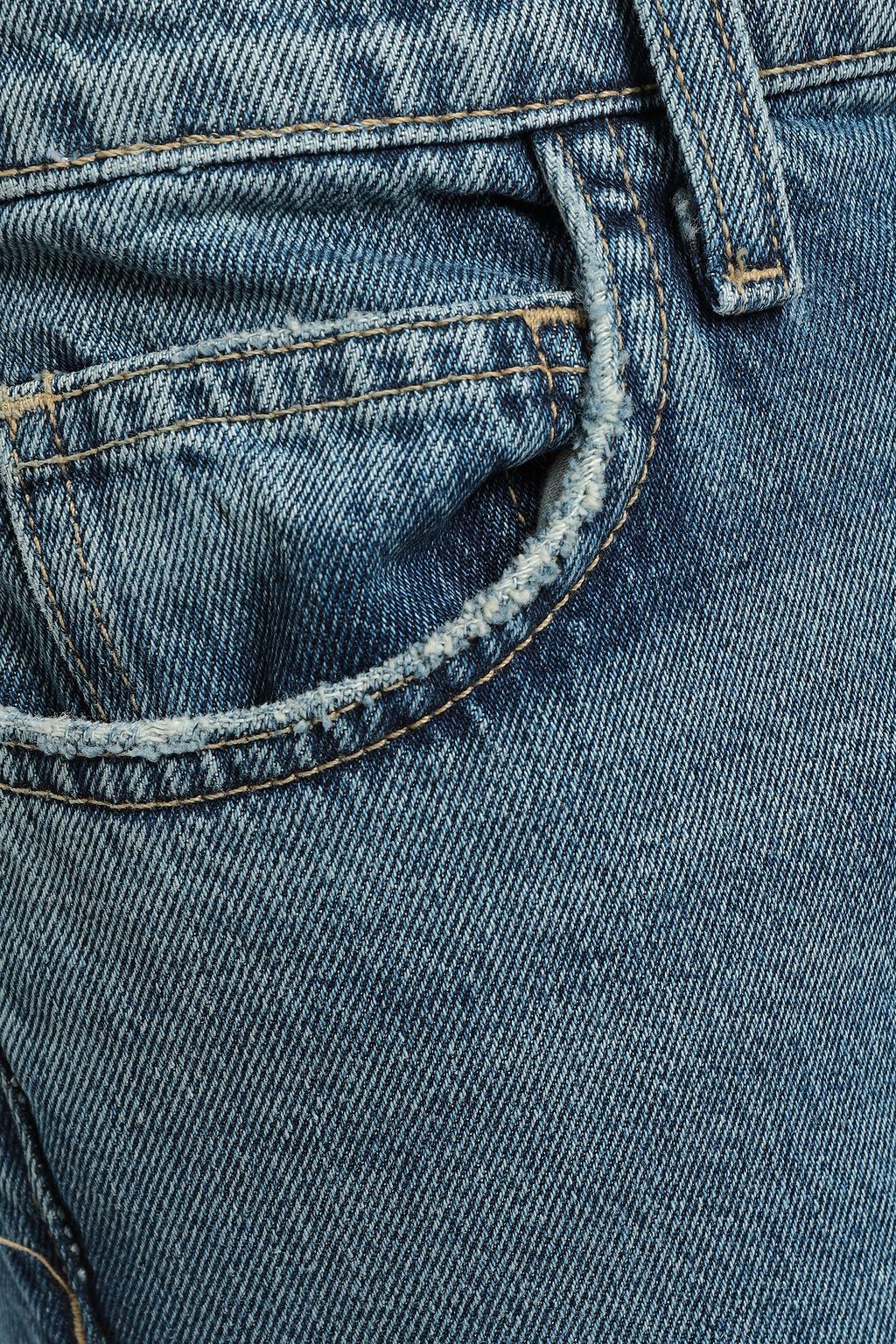CURRENT/ELLIOTT Cropped faded mid-rise slim-leg jeans