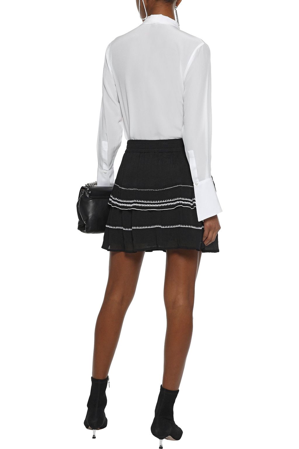 IRO Oviane layered embroidered gauze mini skirt