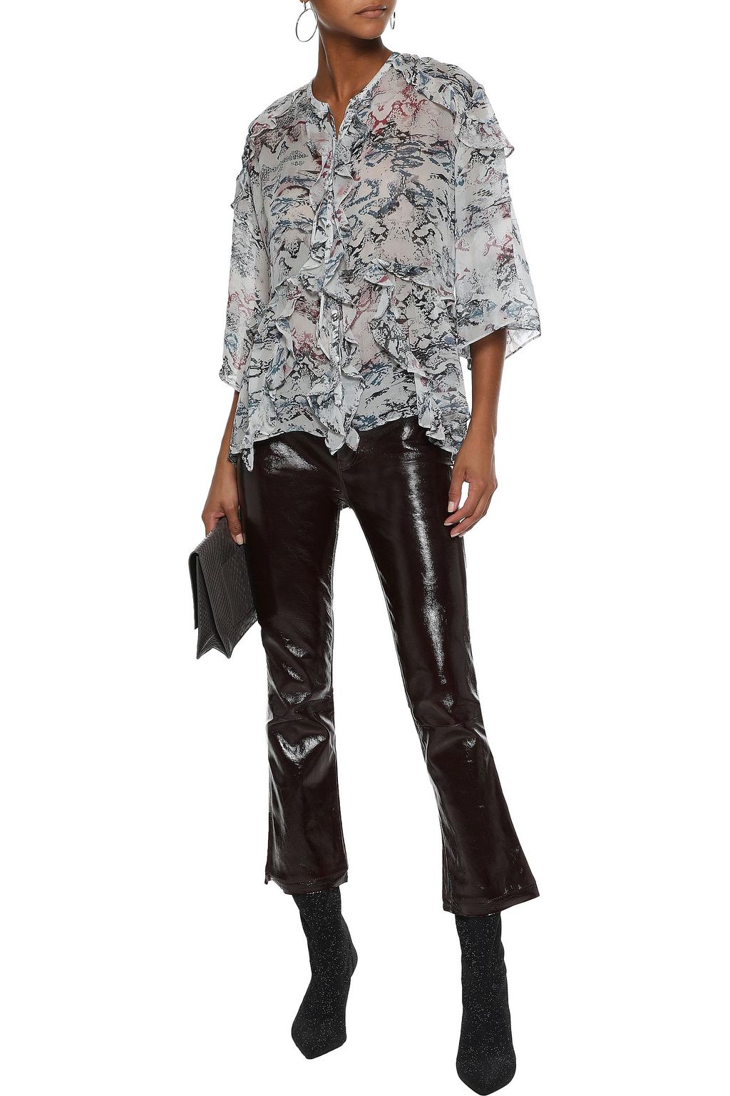 IRO Reopam open-back ruffled snake-print georgette blouse