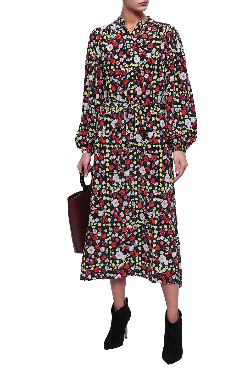 EQUIPMENT Floral-print silk crepe de chine midi dress