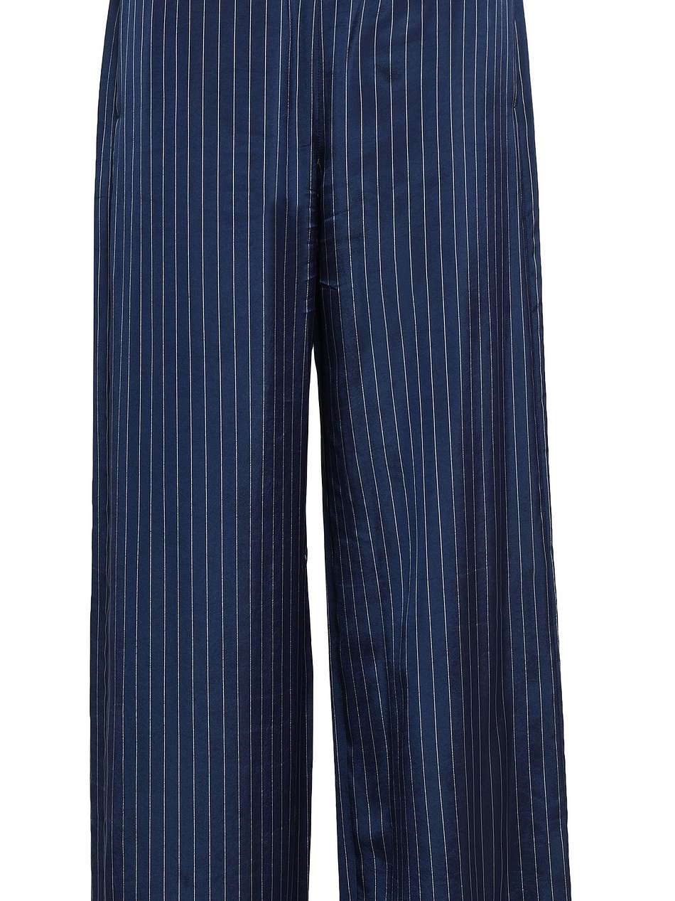 french cotton terry-paneled pinstriped twill wide-leg pants