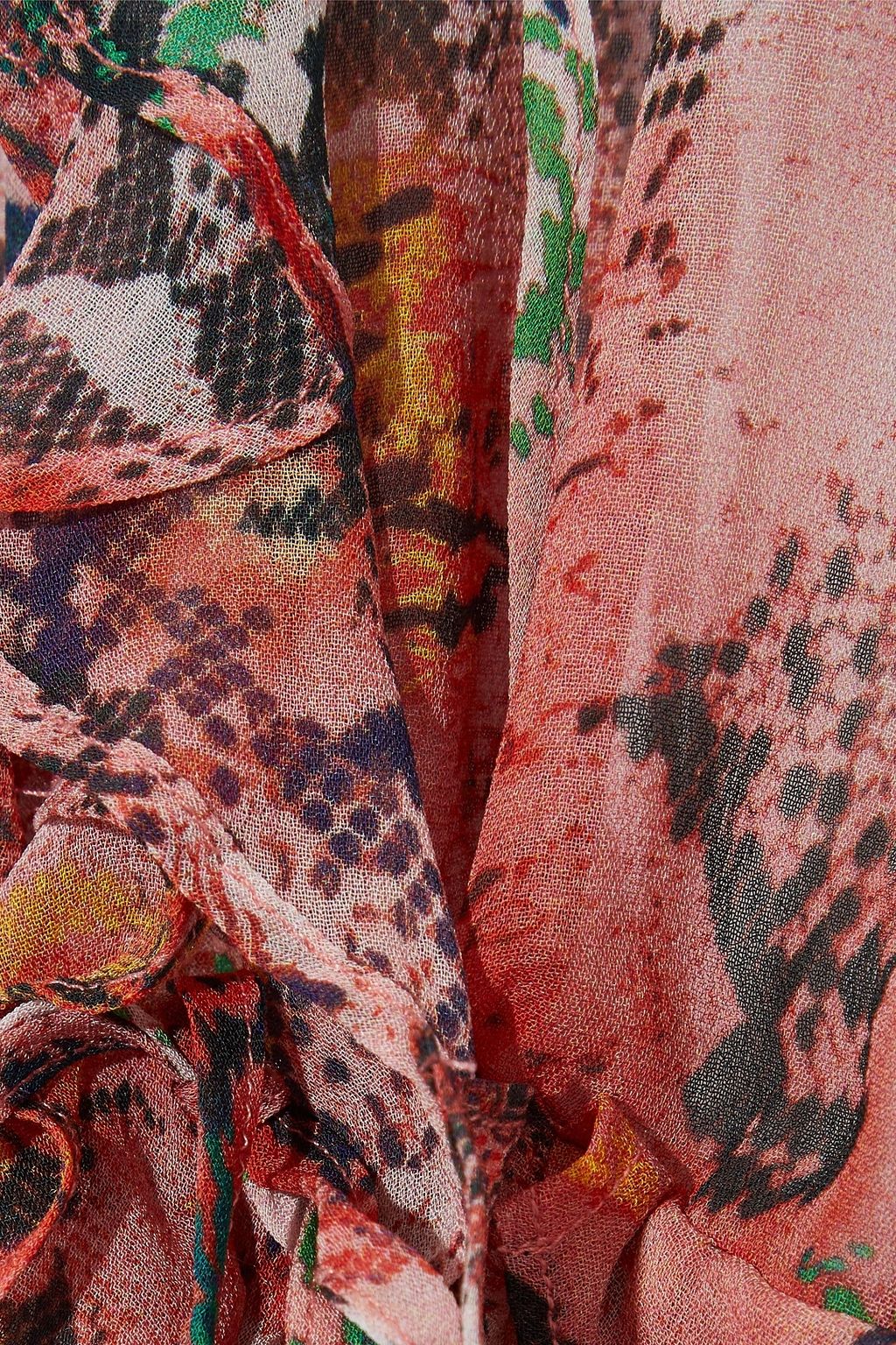 IRO Reopam open-back ruffled snake-print georgette blouse