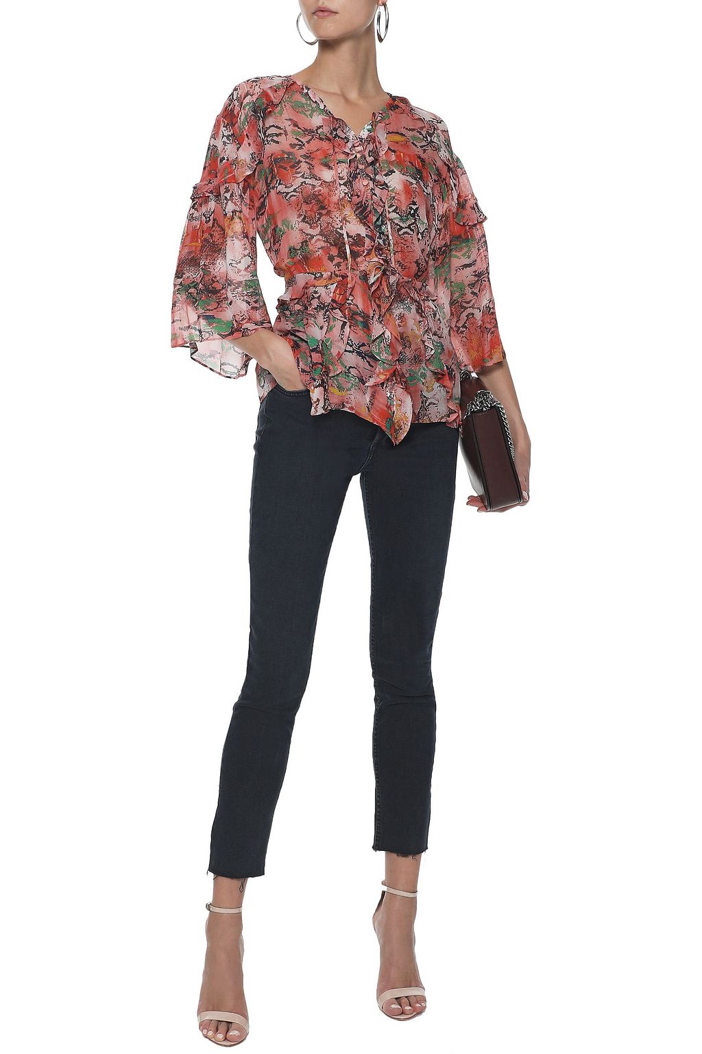 IRO Reopam open-back ruffled snake-print georgette blouse