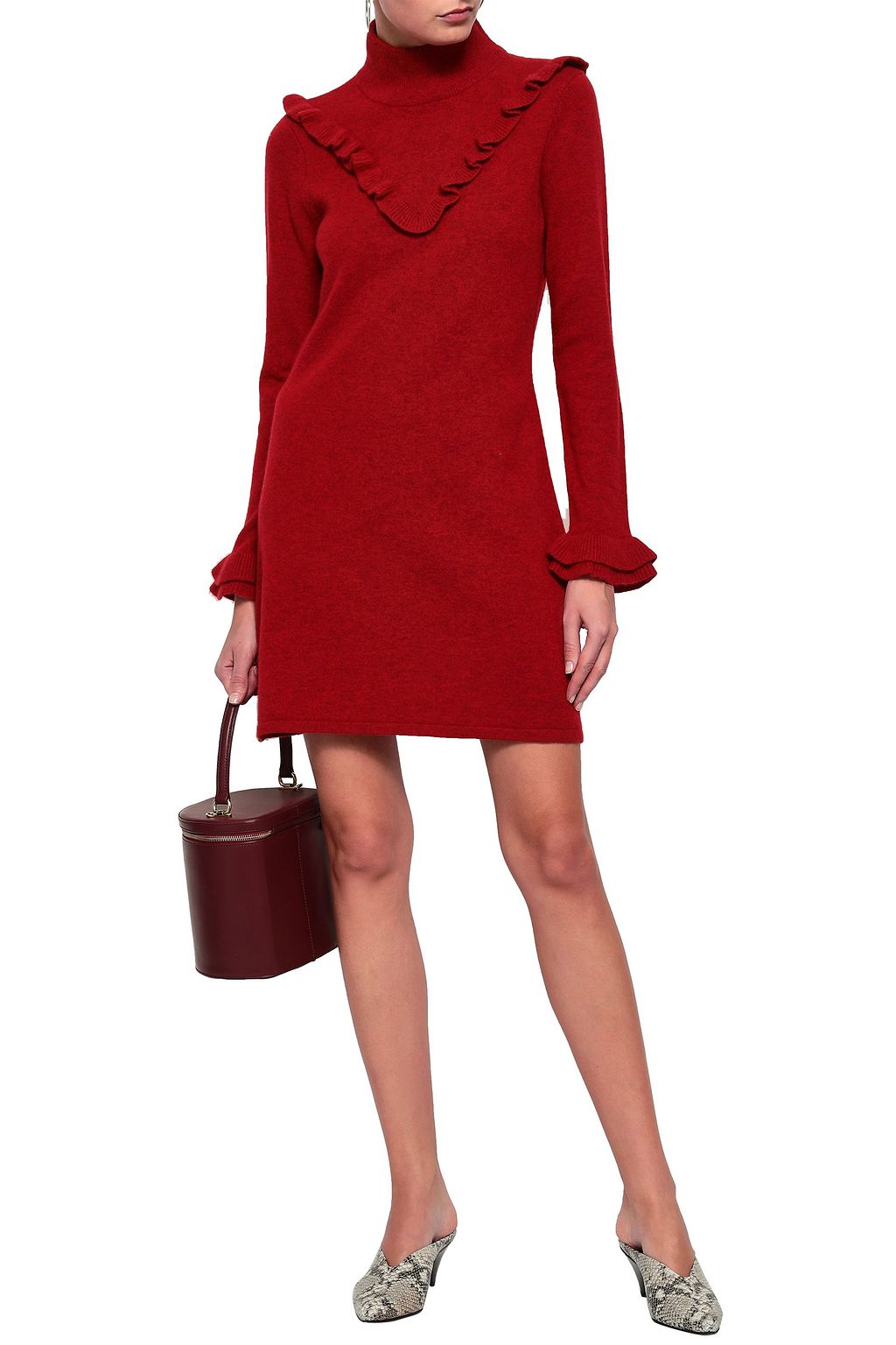 REBECCA MINKOFF Ruffled wool and yak-blend mini dress