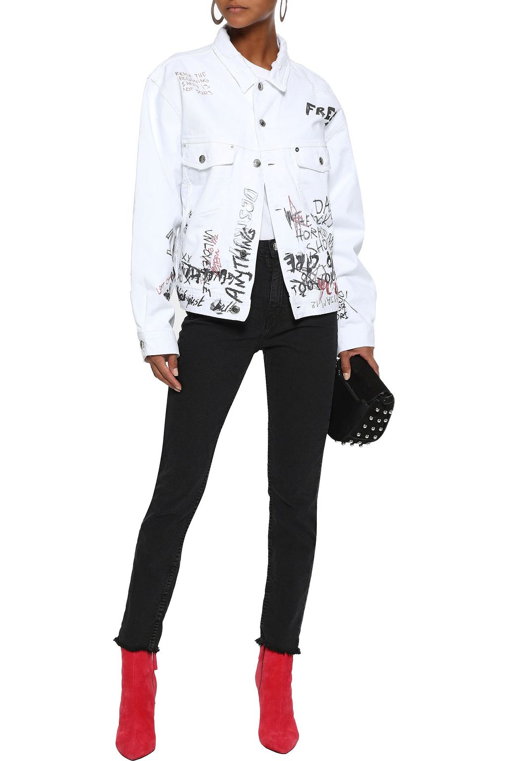 IRO Mary oversized distressed printed denim jacket
