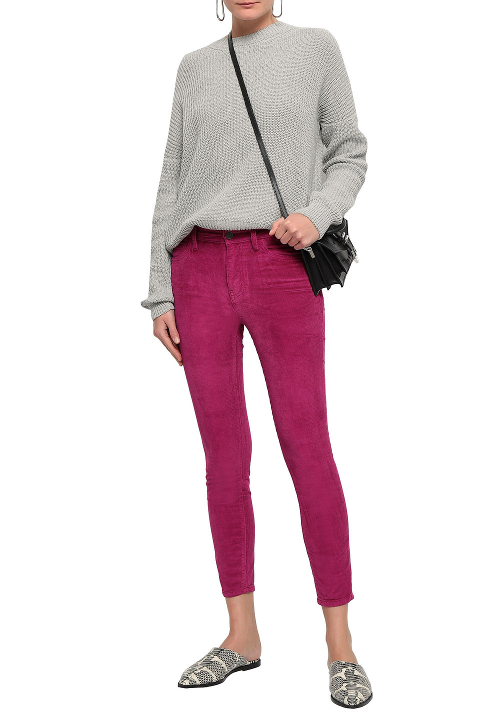  Current/elliott - The High Waist Stiletto Eng Geschnittene Hose Aus Cord Aus Einer Baumwollmischung - Lila - 24 