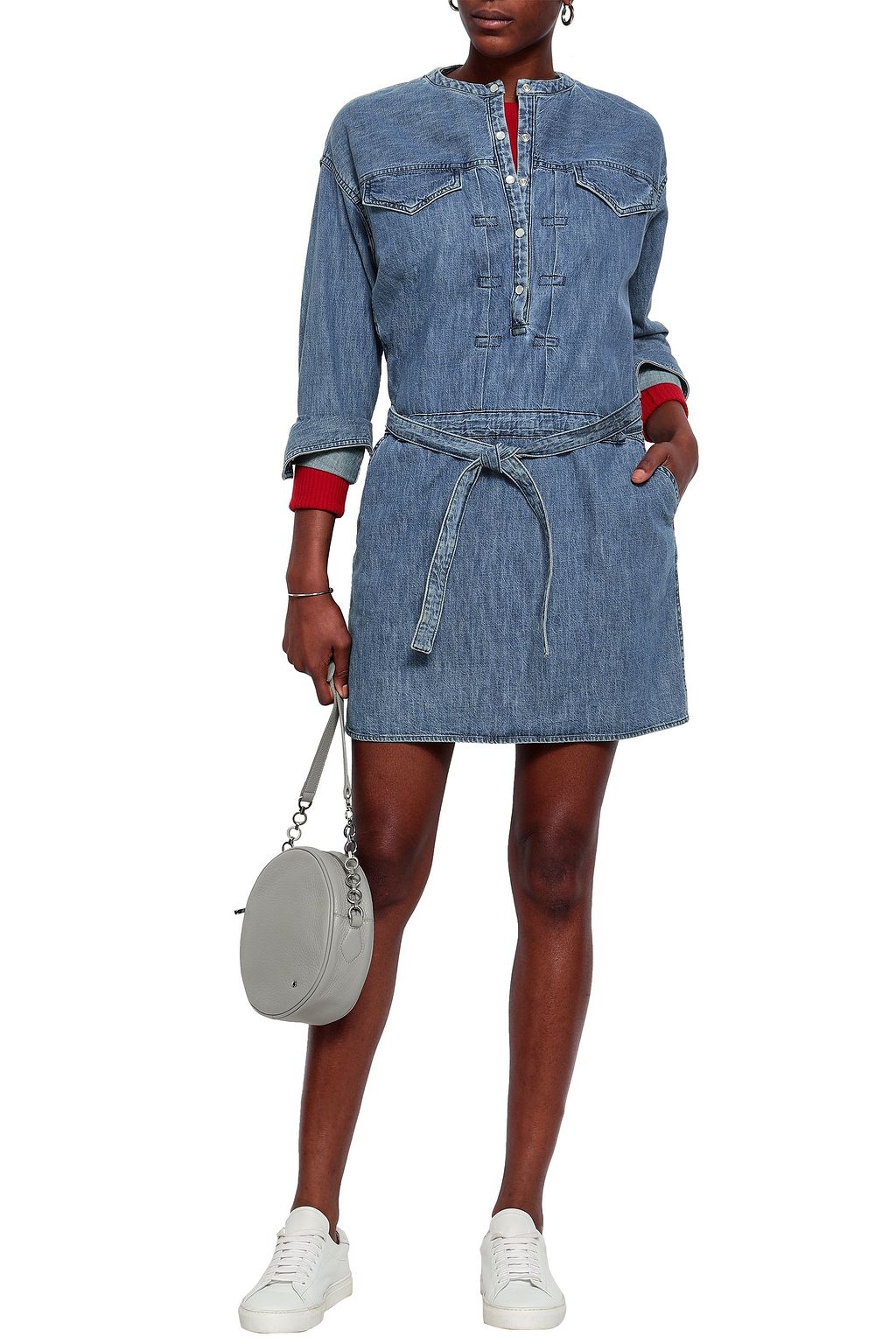 RAG & BONE Belted denim mini dress