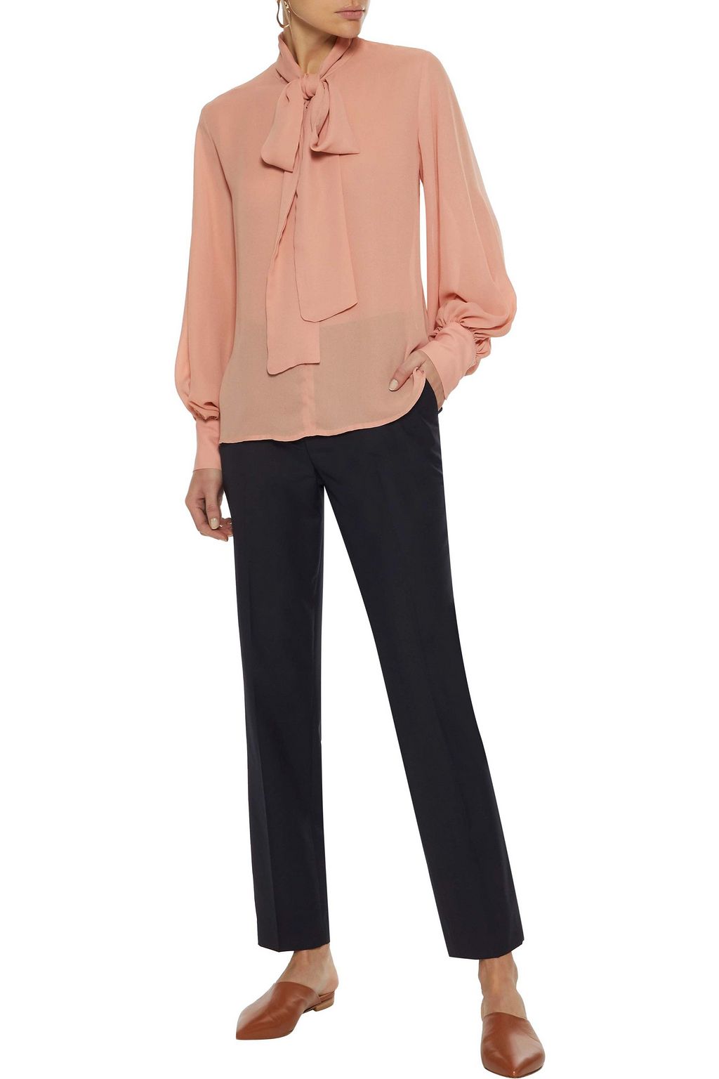 IRIS & INK Rosalind pussy-bow crepe de chine blouse