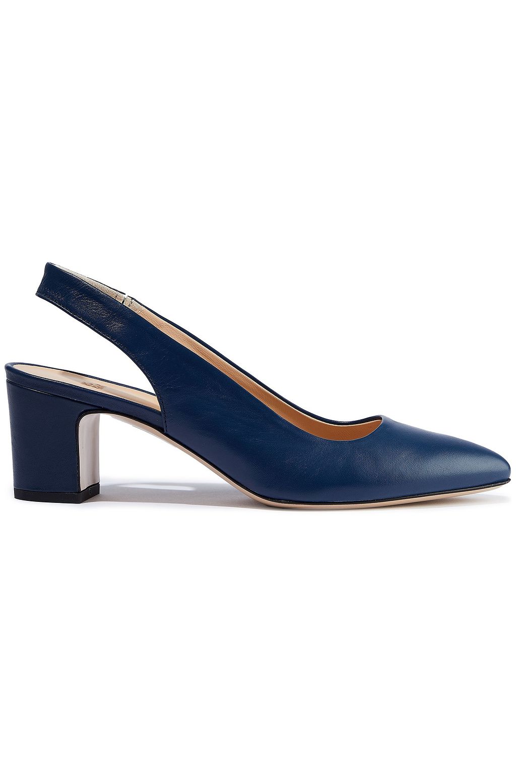 navy leather slingbacks