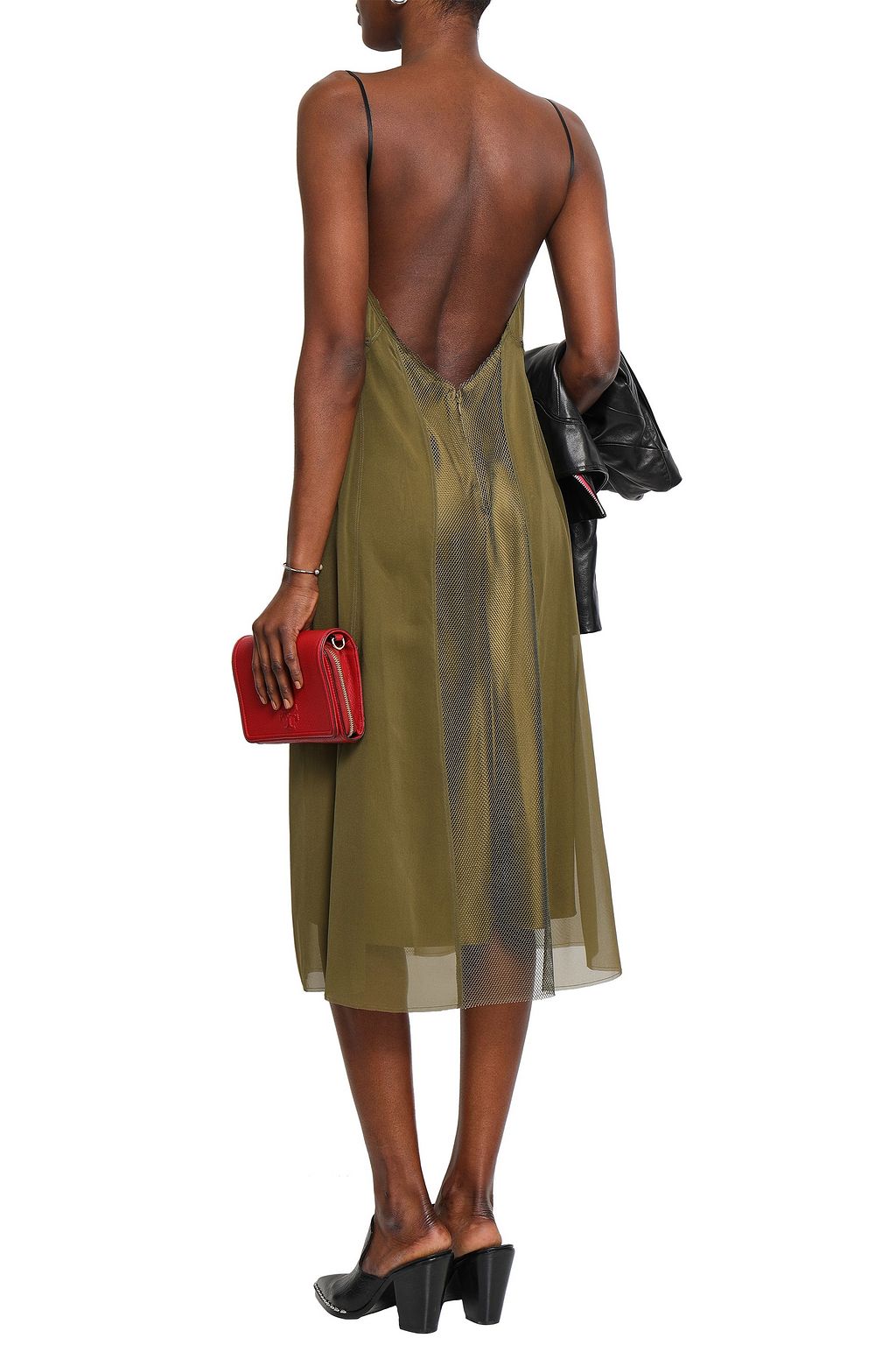 RAG & BONE Louise stretch-silk, chiffon and mesh midi slip dress