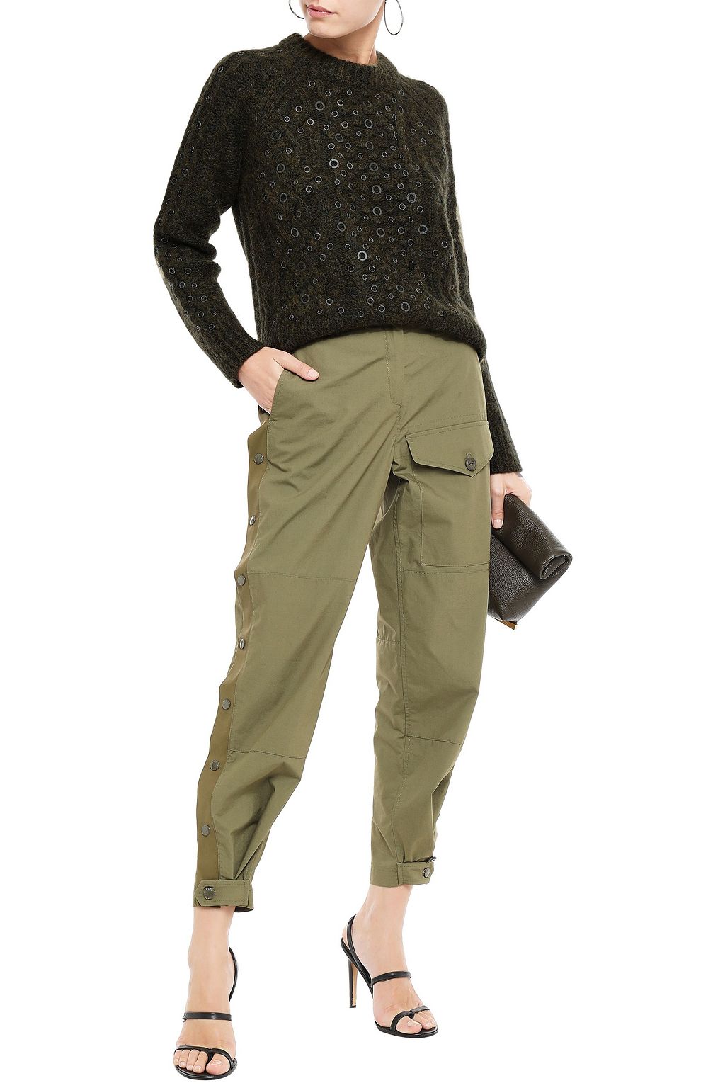 RAG & BONE Jemima embellished cable-knit merino wool, alpaca and linen-blend sweater