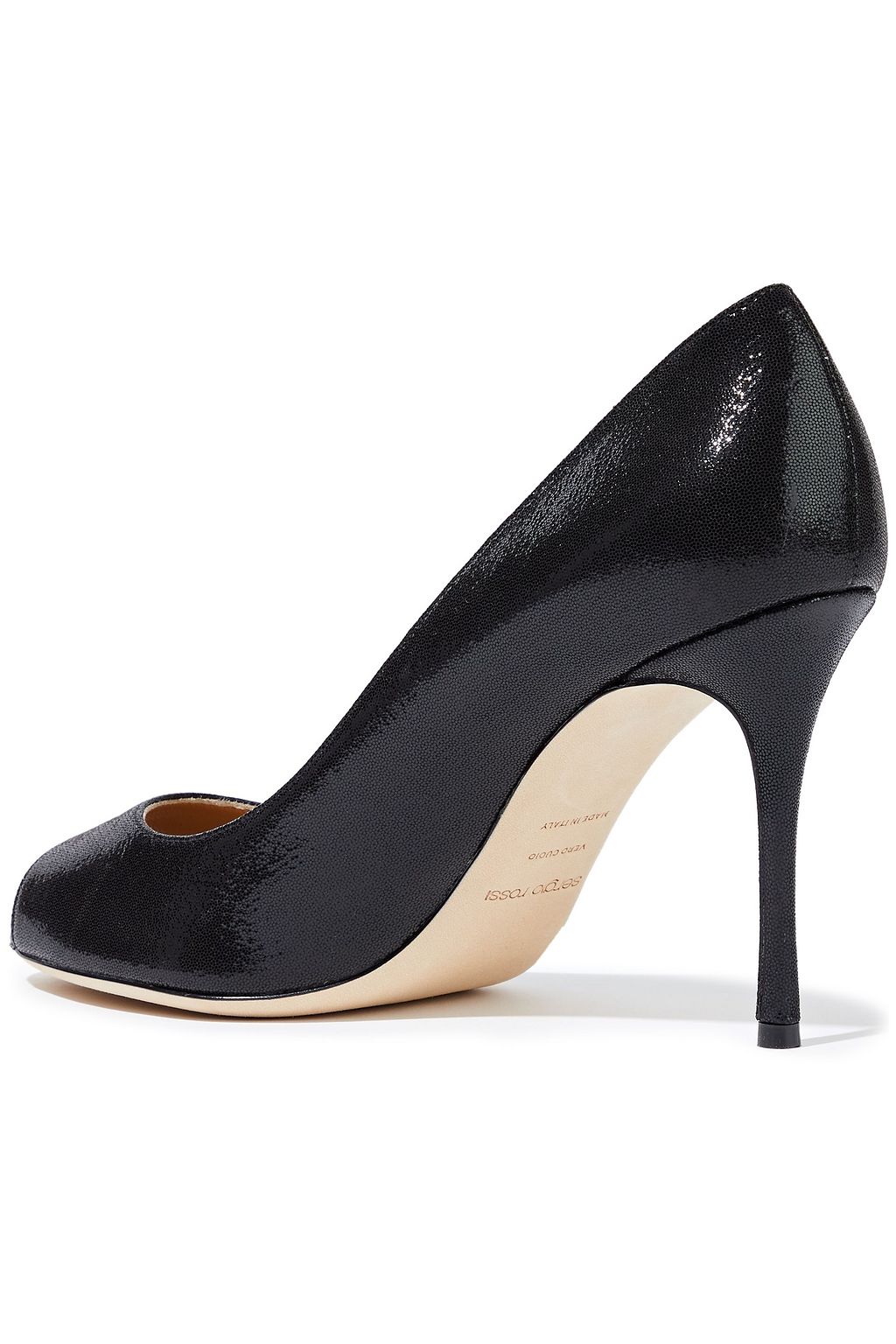 SERGIO ROSSI Textured patent-leather pumps