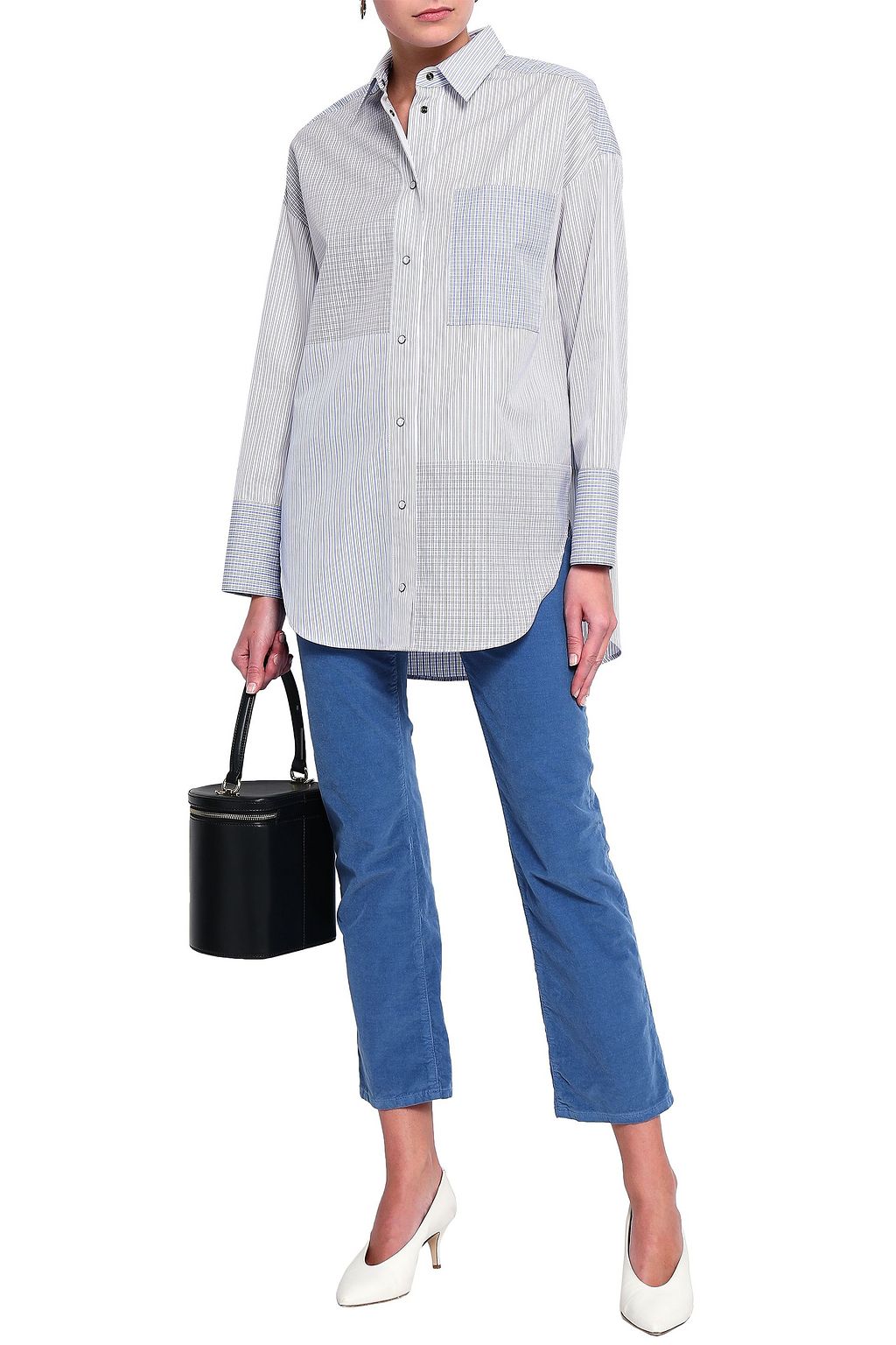 PIAZZA SEMPIONE Patchwork-effect printed cotton-poplin shirt