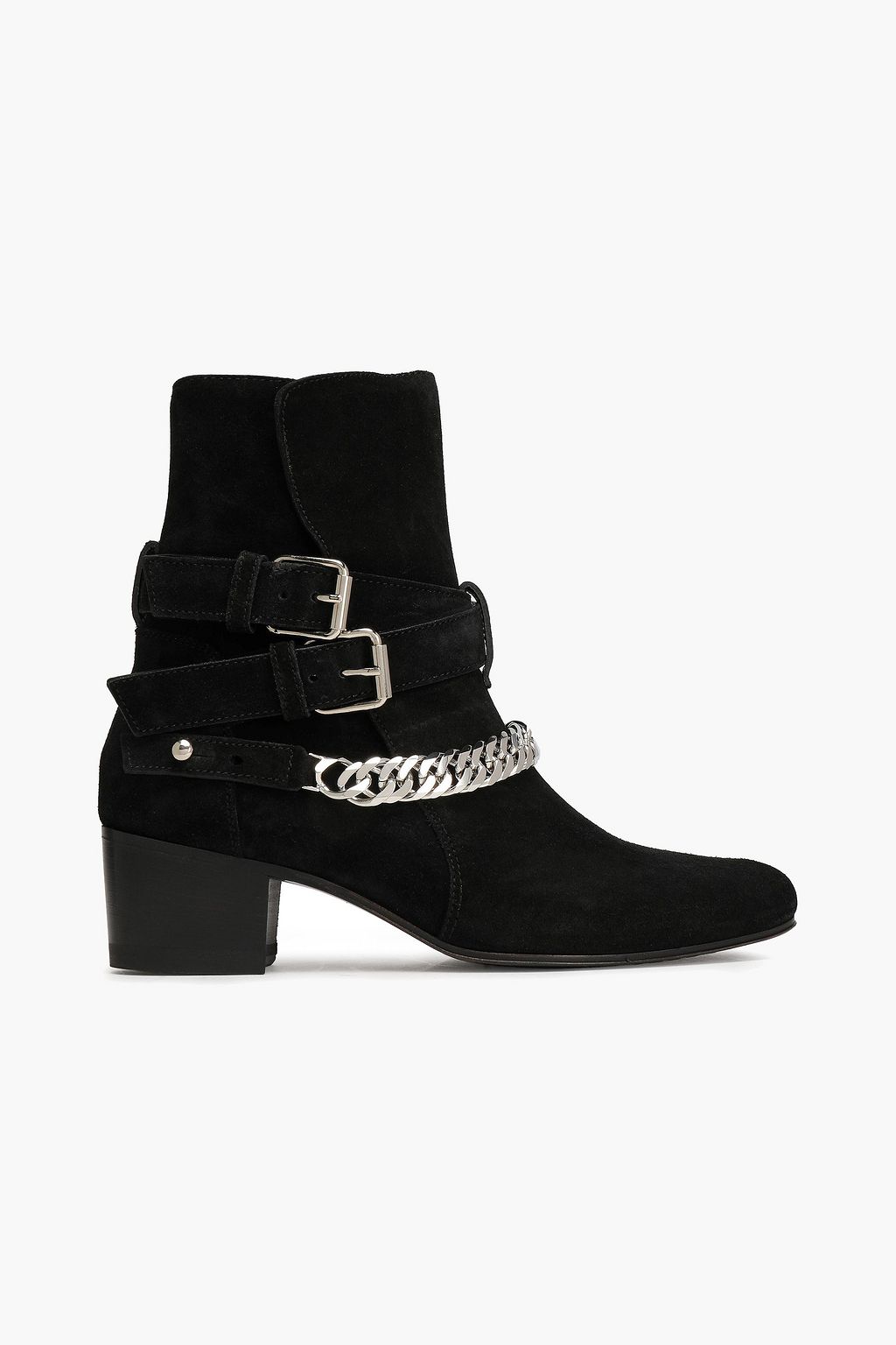 black ankle boots with chains