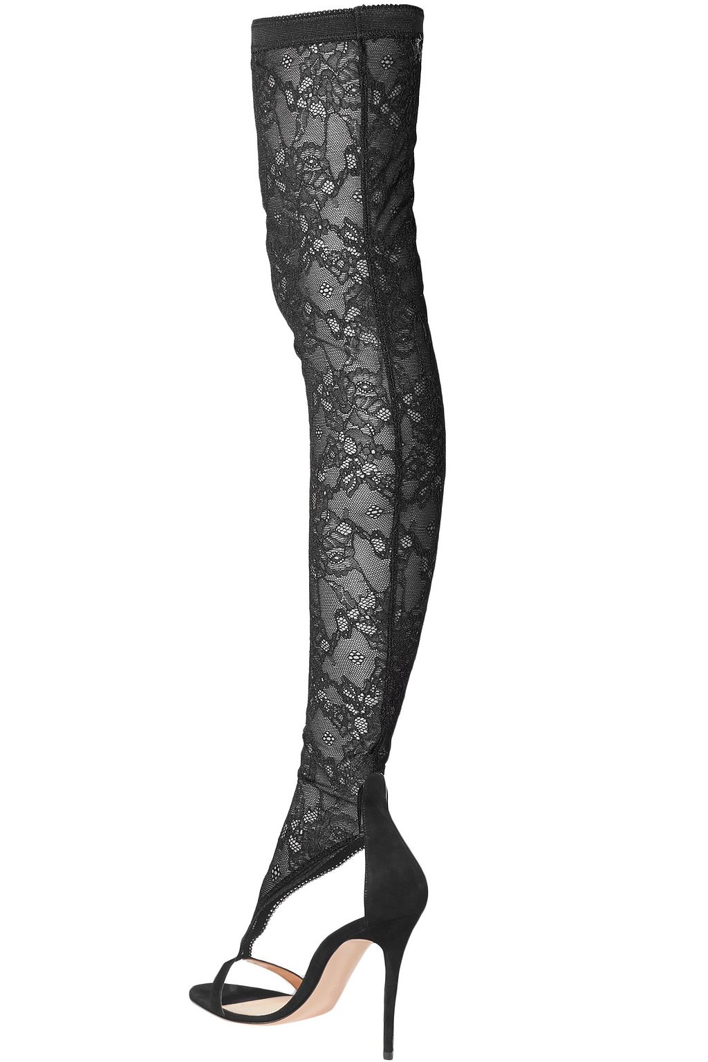 GIANVITO ROSSI Isabella 100 stretch-lace and suede over-the-knee boots