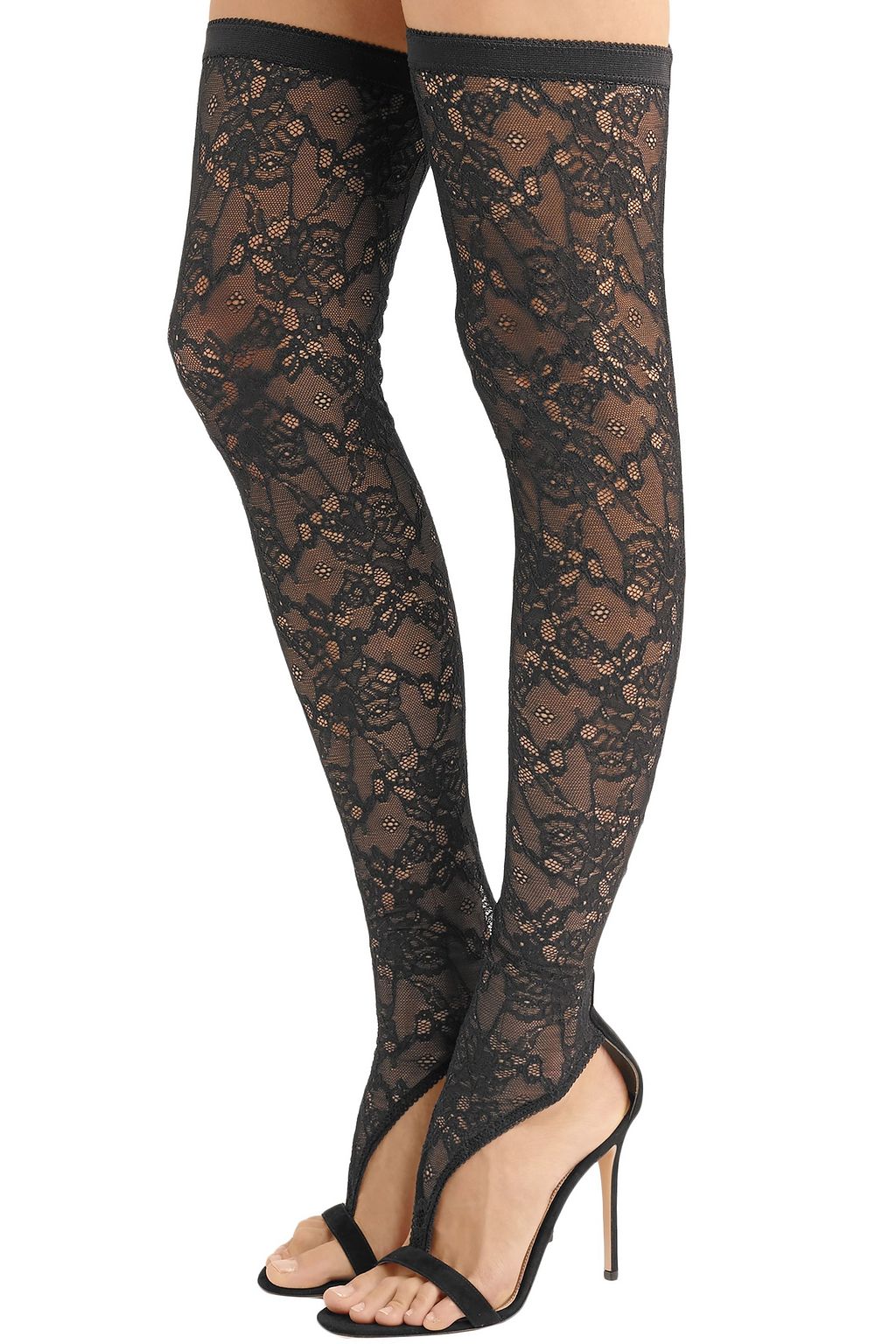 GIANVITO ROSSI Isabella 100 stretch-lace and suede over-the-knee boots