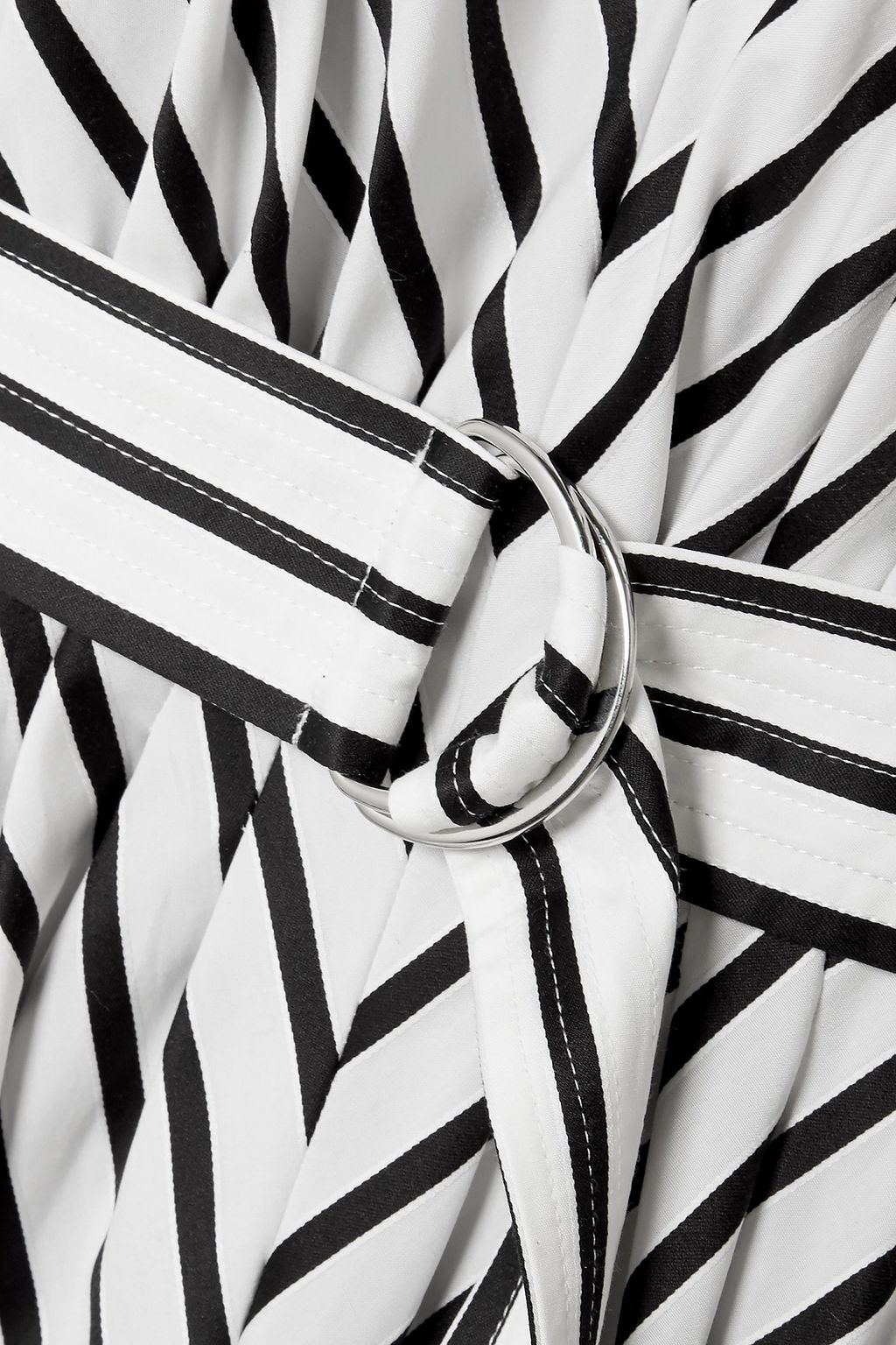 ADAM LIPPES Asymmetric pleated striped cotton-poplin midi dress
