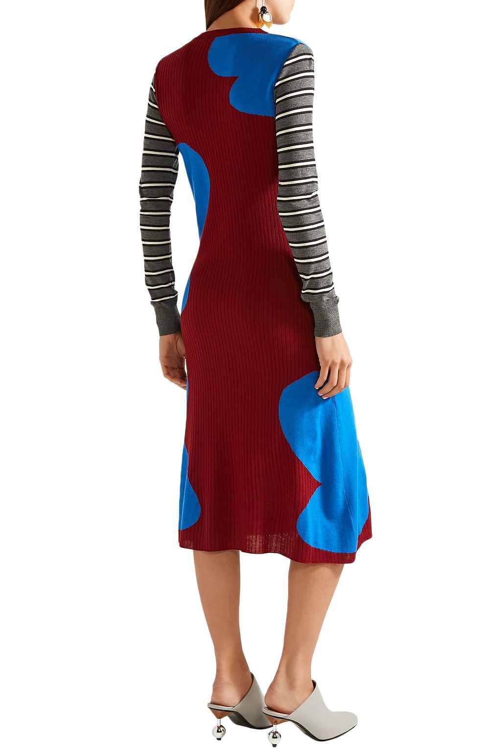MARNI Intarsia ribbed wool midi dress