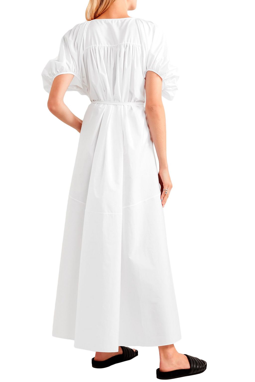 JIL SANDER Gathered cotton-poplin maxi dress