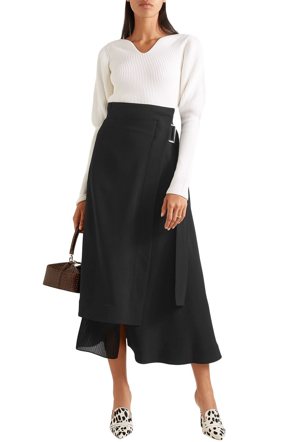 VICTORIA BECKHAM Pleated crepe and cady wrap skirt