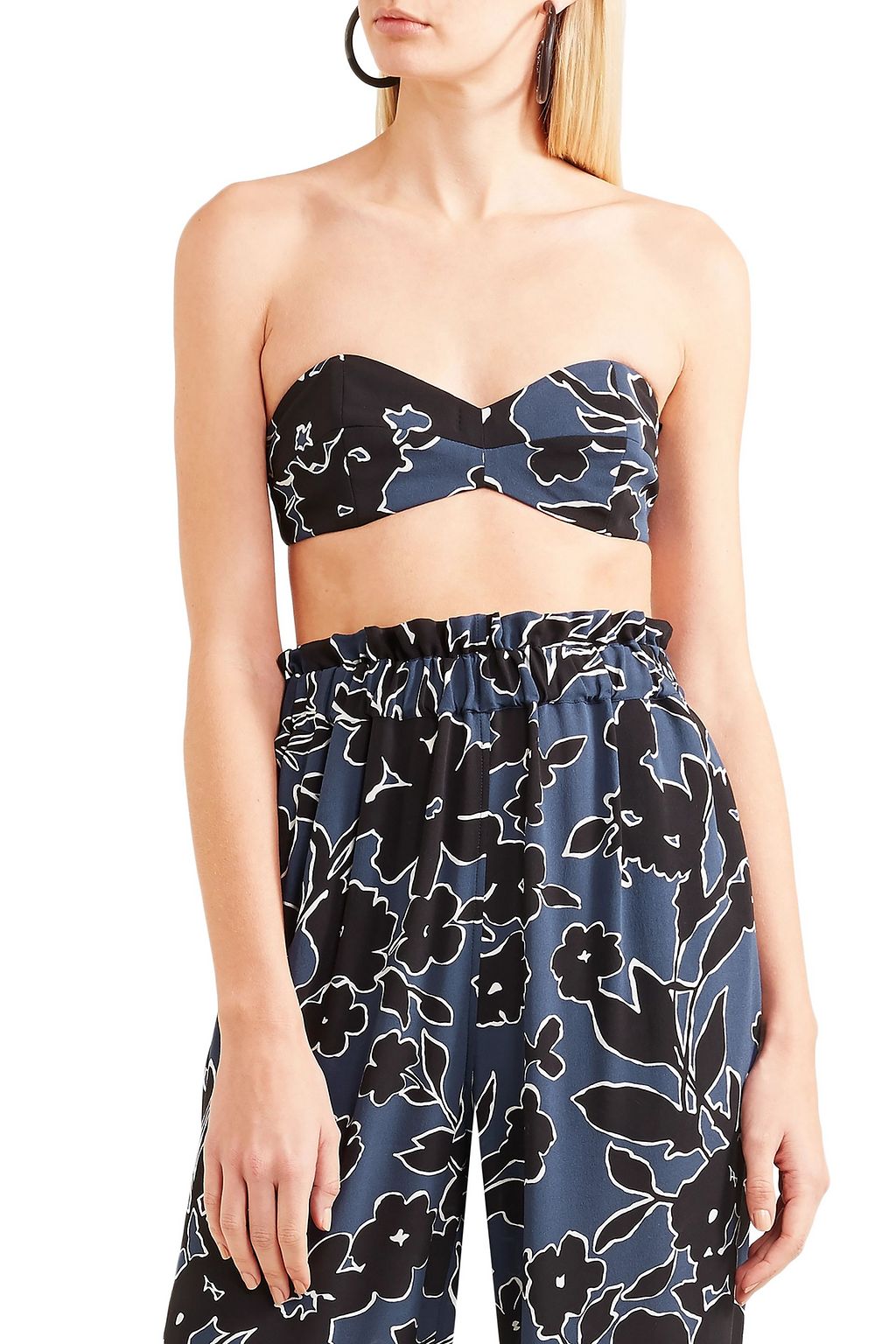 MICHAEL KORS COLLECTION Floral-print silk-georgette bandeau top