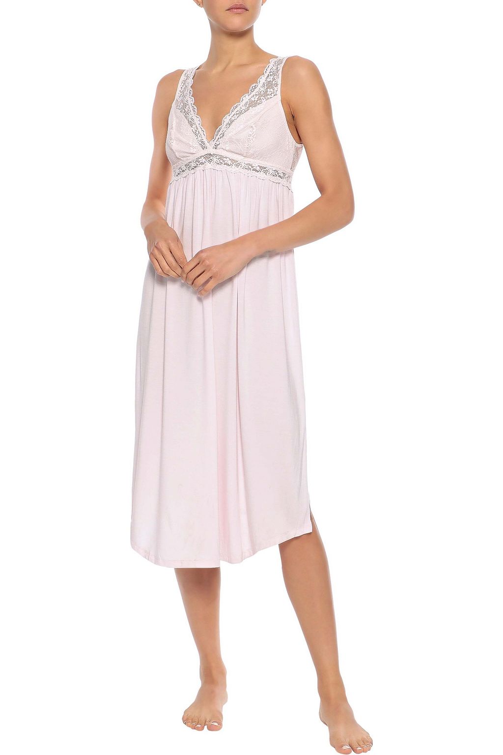 EBERJEY Lace-paneled stretch-modal jersey nightdress