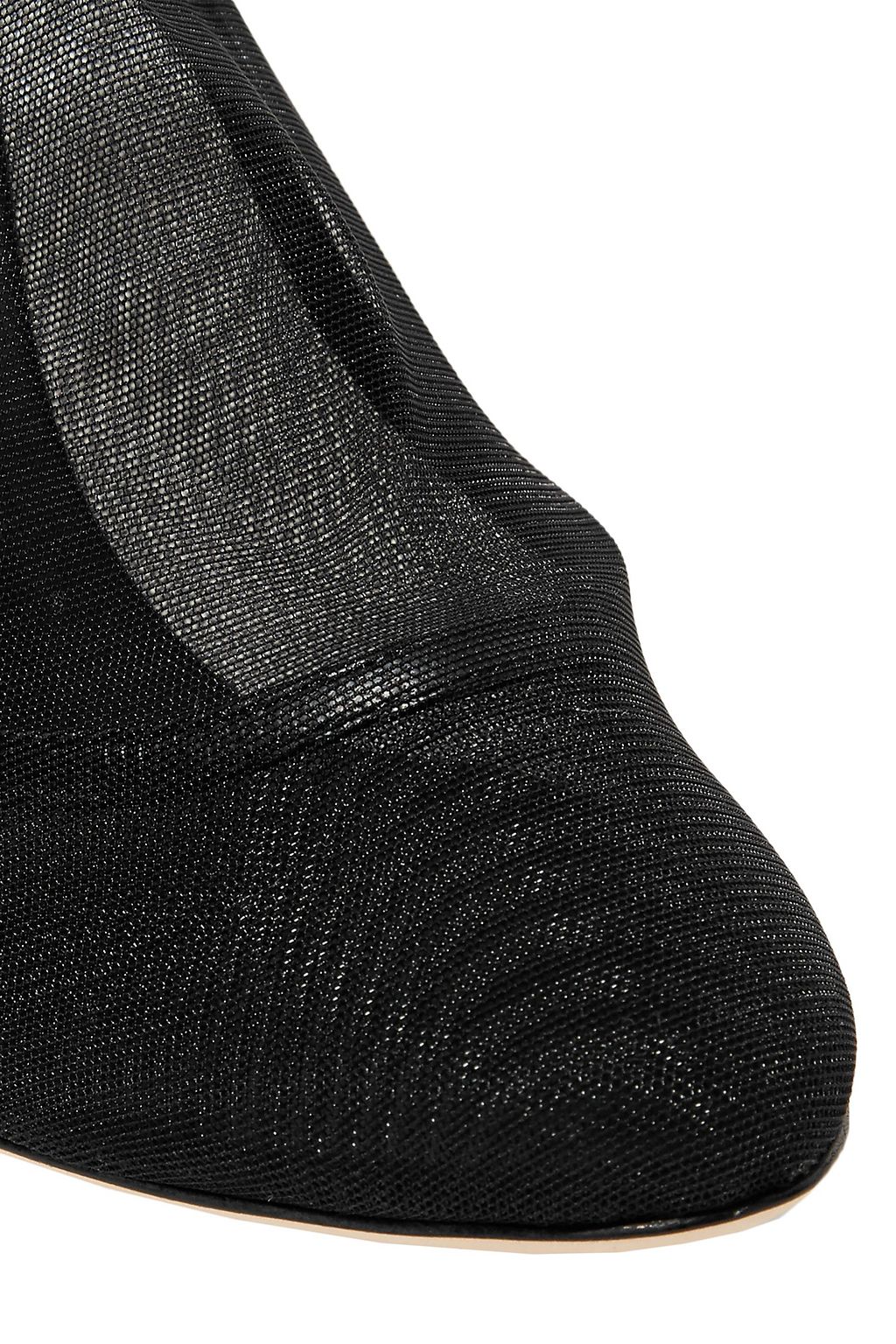 DOLCE&GABBANA Coco leather-trimmed stretch-tulle sock boots