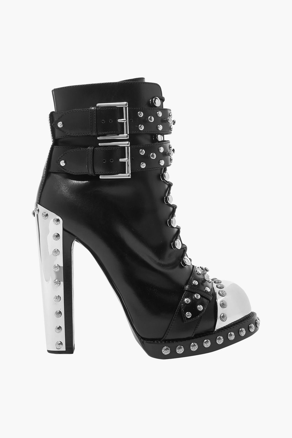 Hobnail studded leather ankle boots 