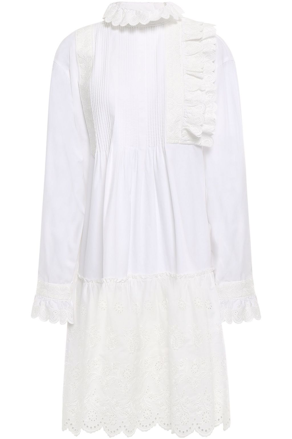 white broderie anglaise shirt dress