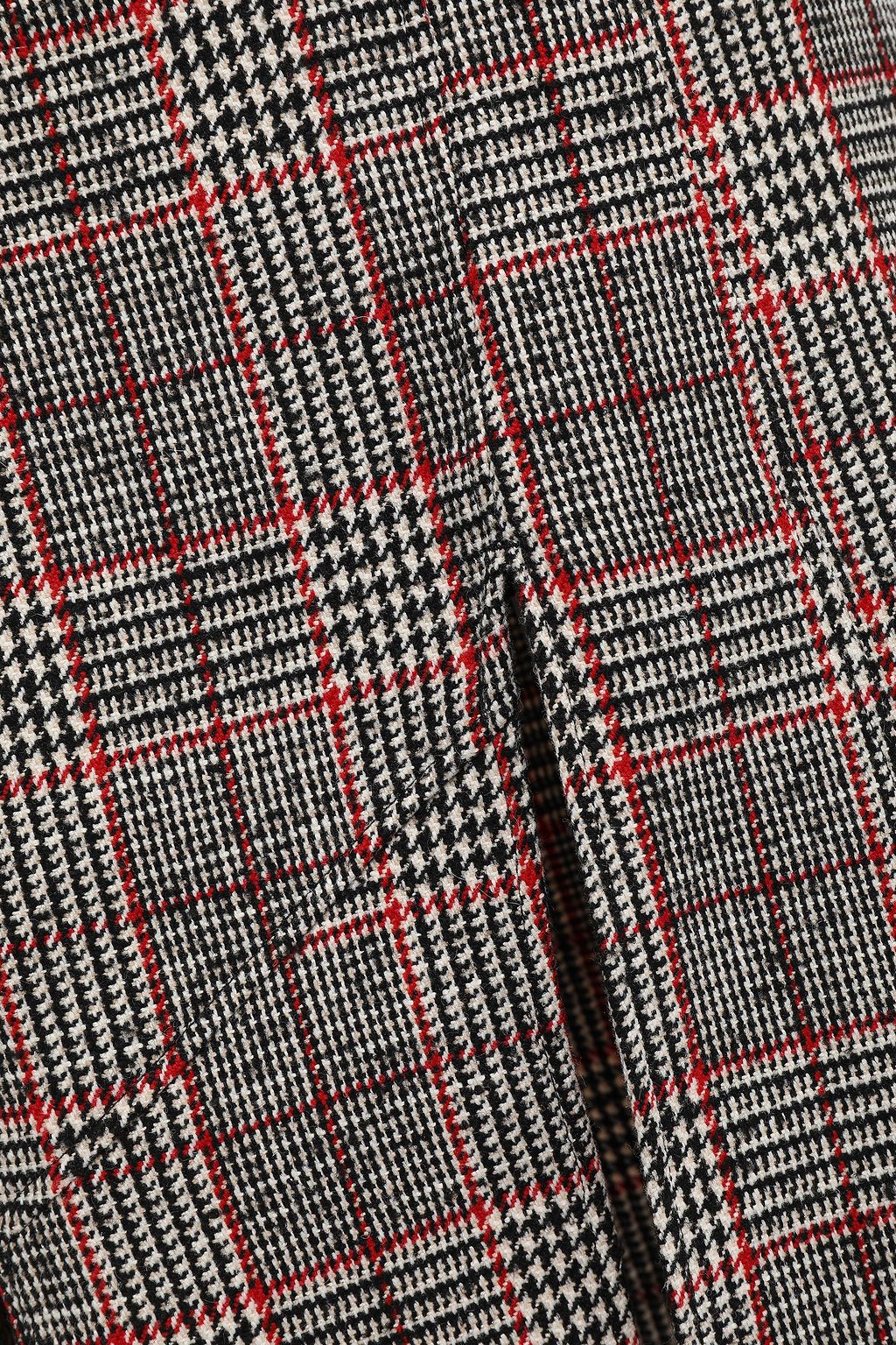 McQ Alexander McQueen Fringed Prince of Wales checked wool-blend midi skirt