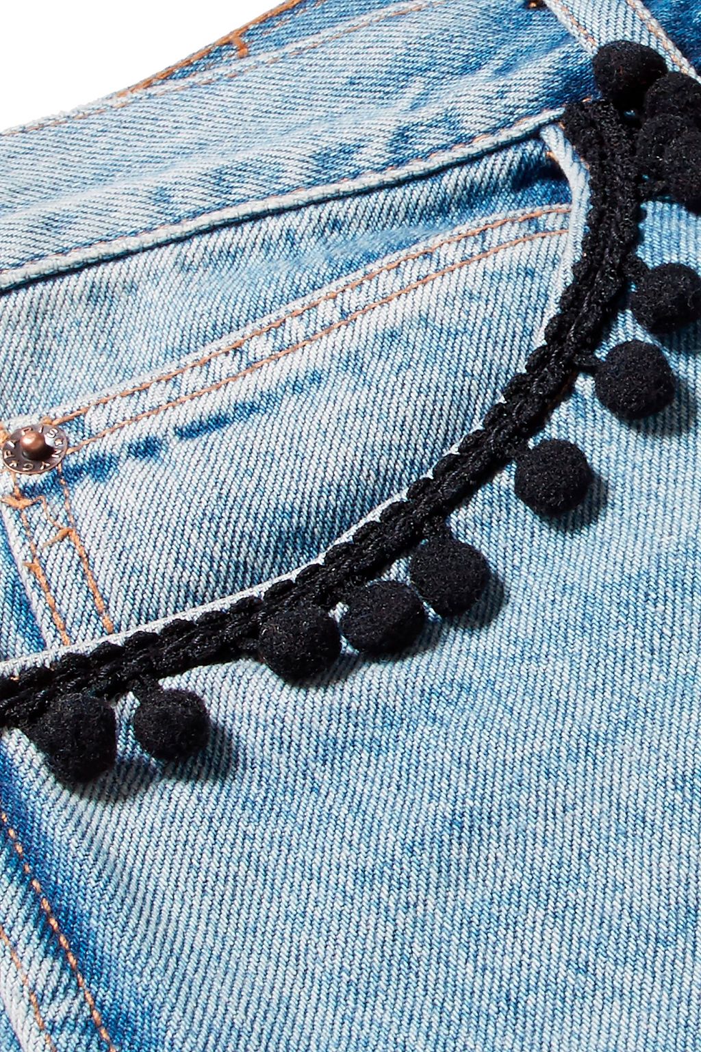 MARC JACOBS Pompom-embellished slim boyfriend jeans