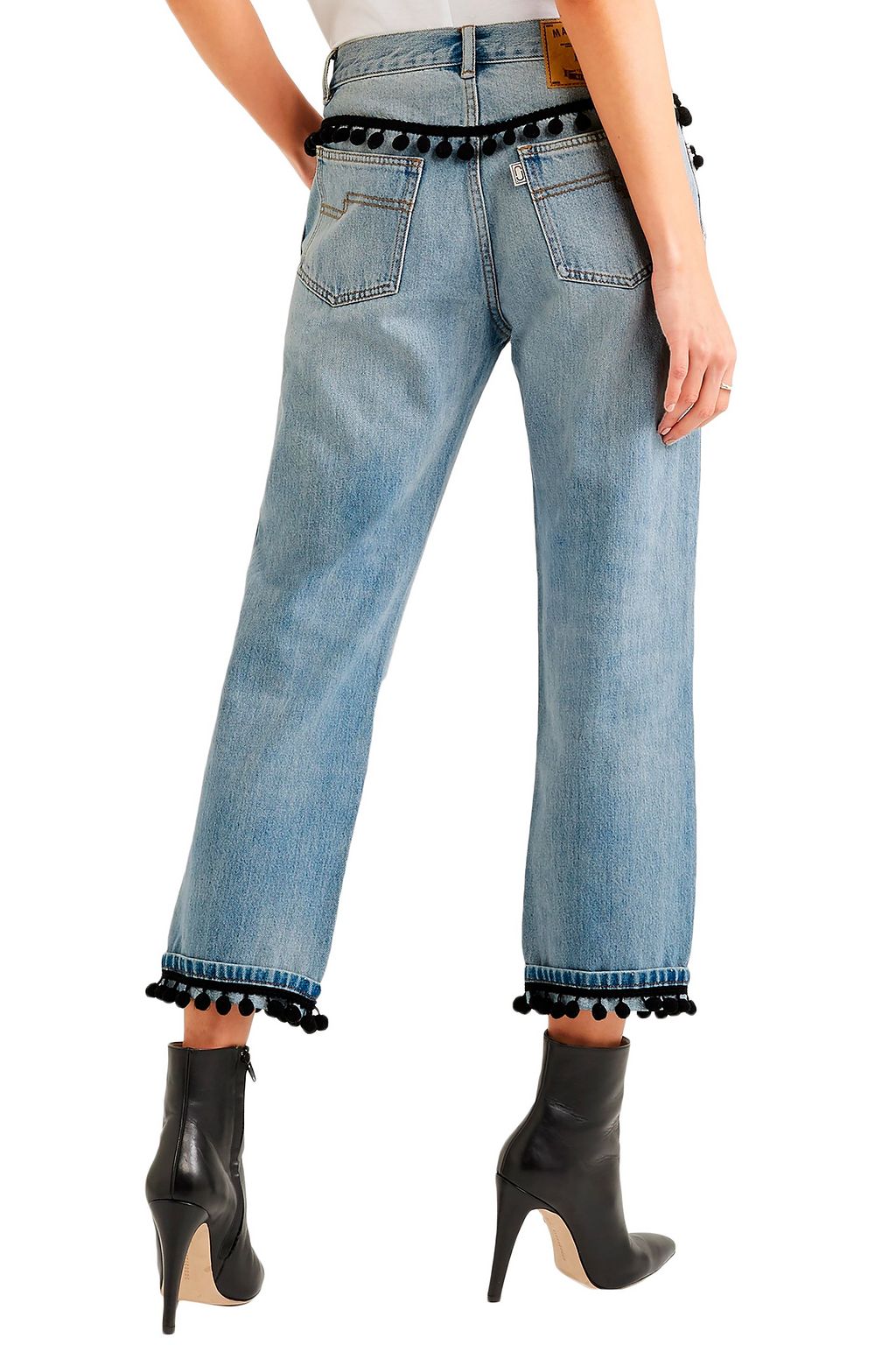 MARC JACOBS Pompom-embellished slim boyfriend jeans