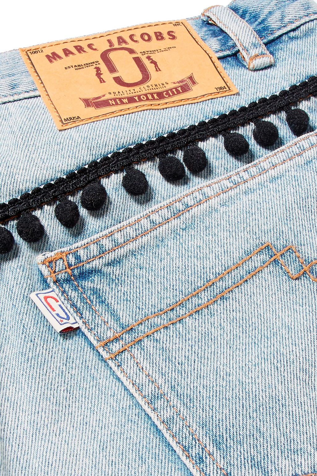 MARC JACOBS Pompom-embellished slim boyfriend jeans