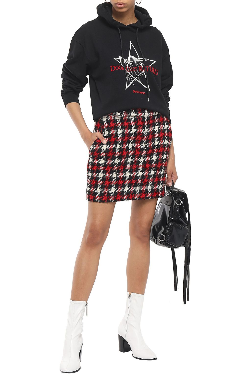 McQ Alexander McQueen Houndstooth wool-blend tweed mini skirt