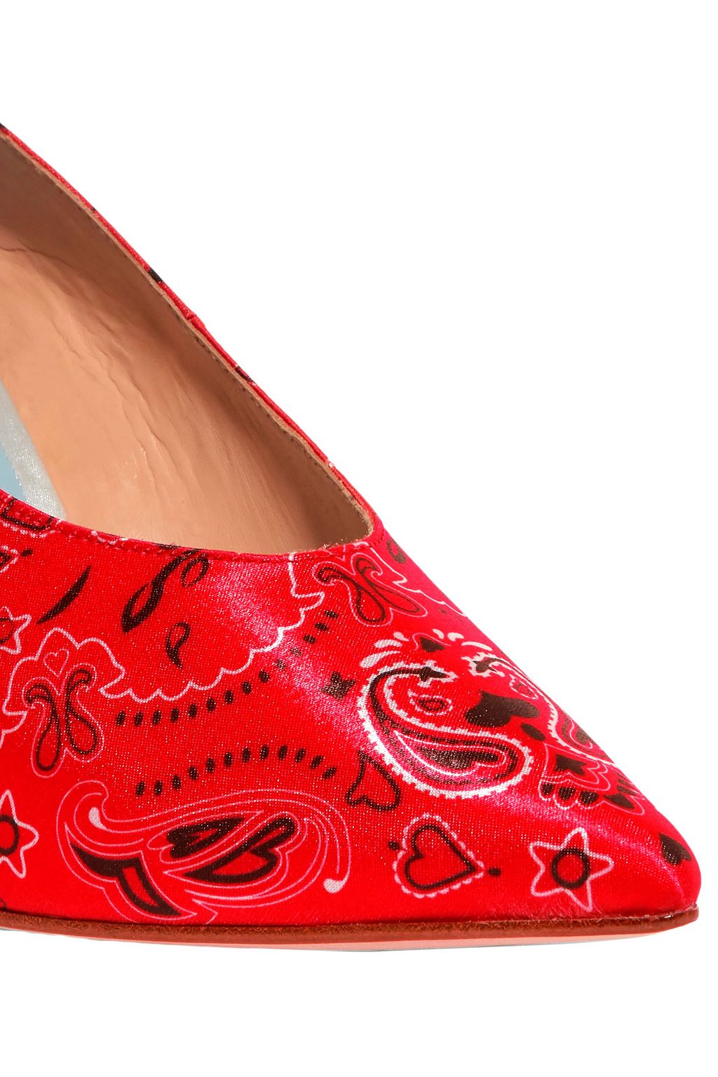 MR by MAN REPELLER Printed satin pumps and Darner velvet socks set
