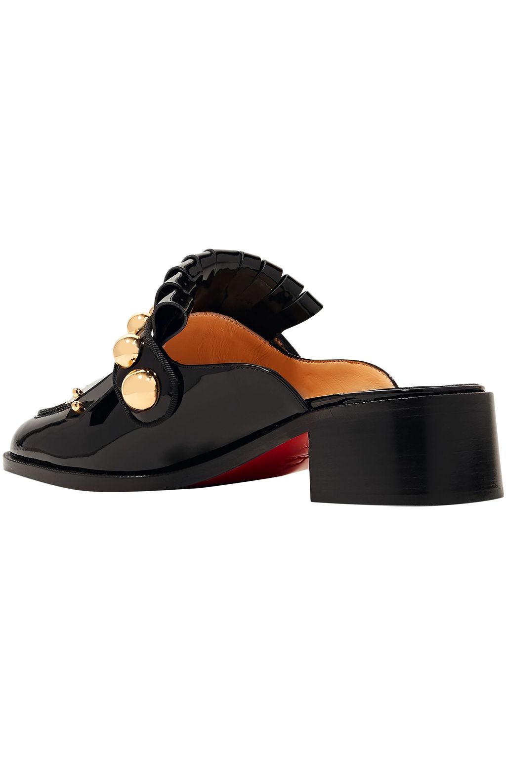 CHRISTIAN LOUBOUTIN Octavian 35 スタッズ&フリンジ付き パテントレザー ミュール