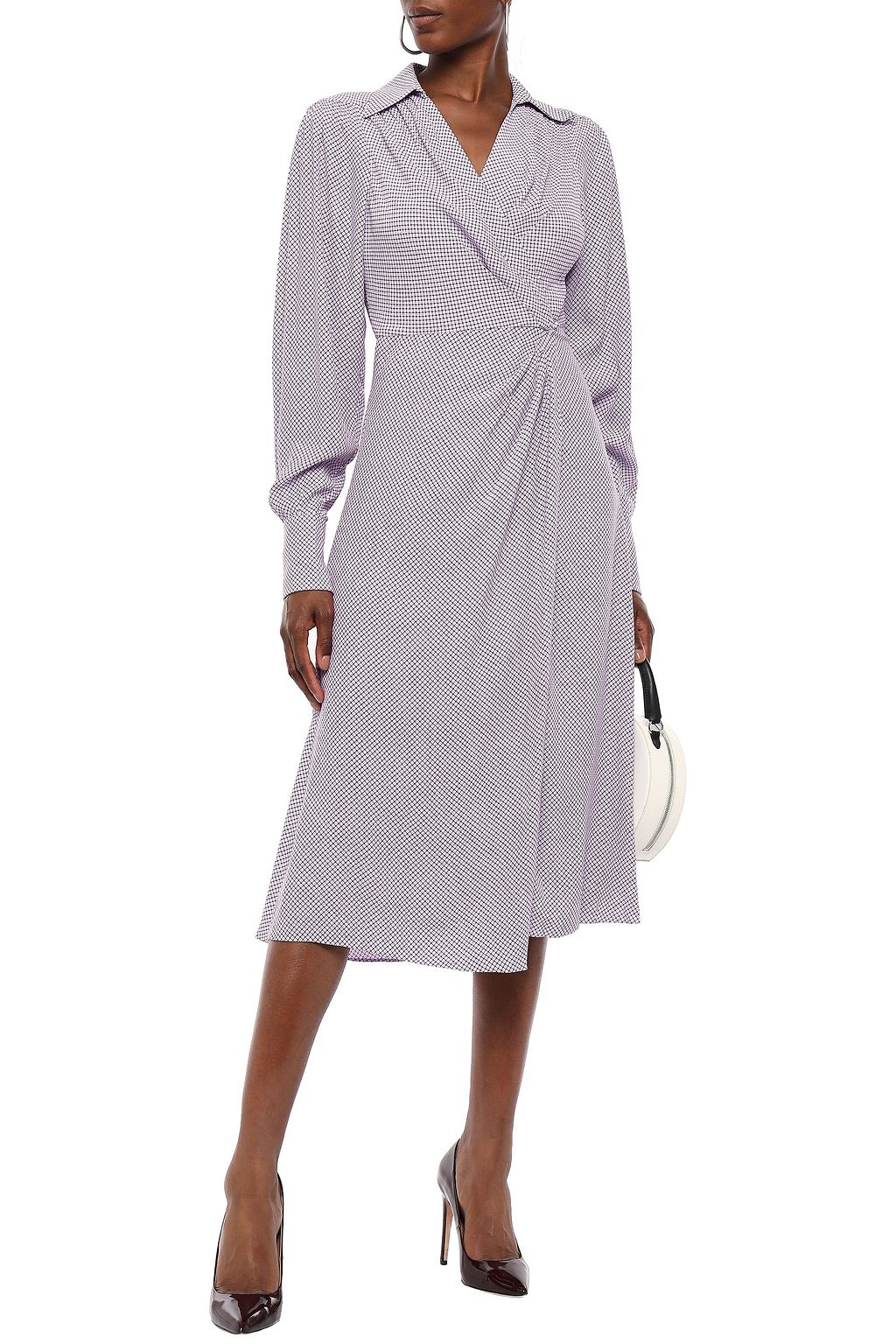 EQUIPMENT Gilliane pleated checked crepe wrap dress