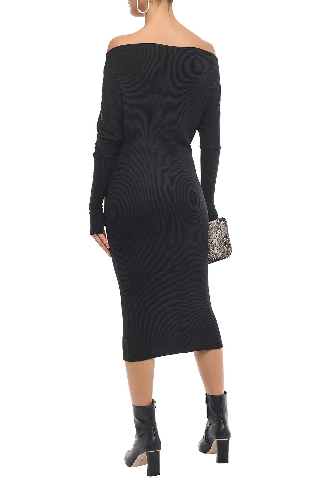 ENZA COSTA Off-the-shoulder ribbed modal-blend jersey midi dress