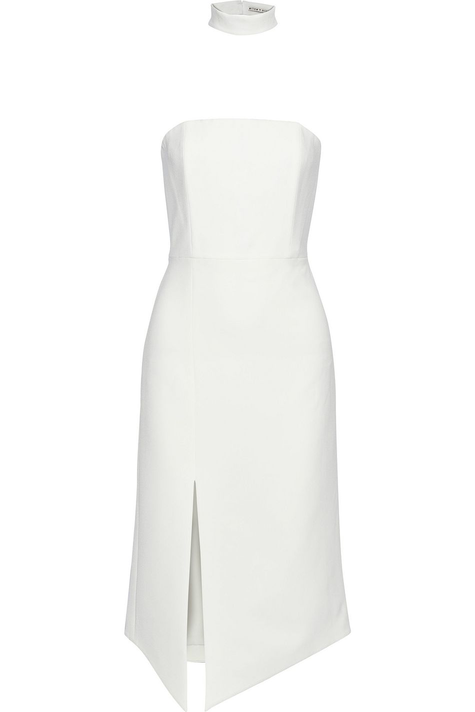 strapless crepe gown