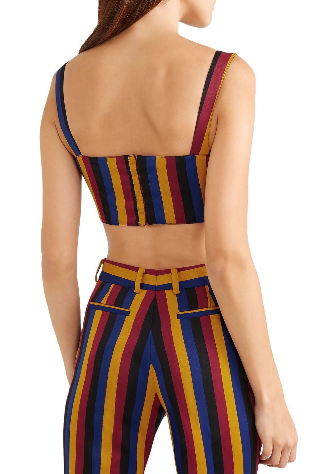 ROKH Cropped striped cotton and wool-blend top