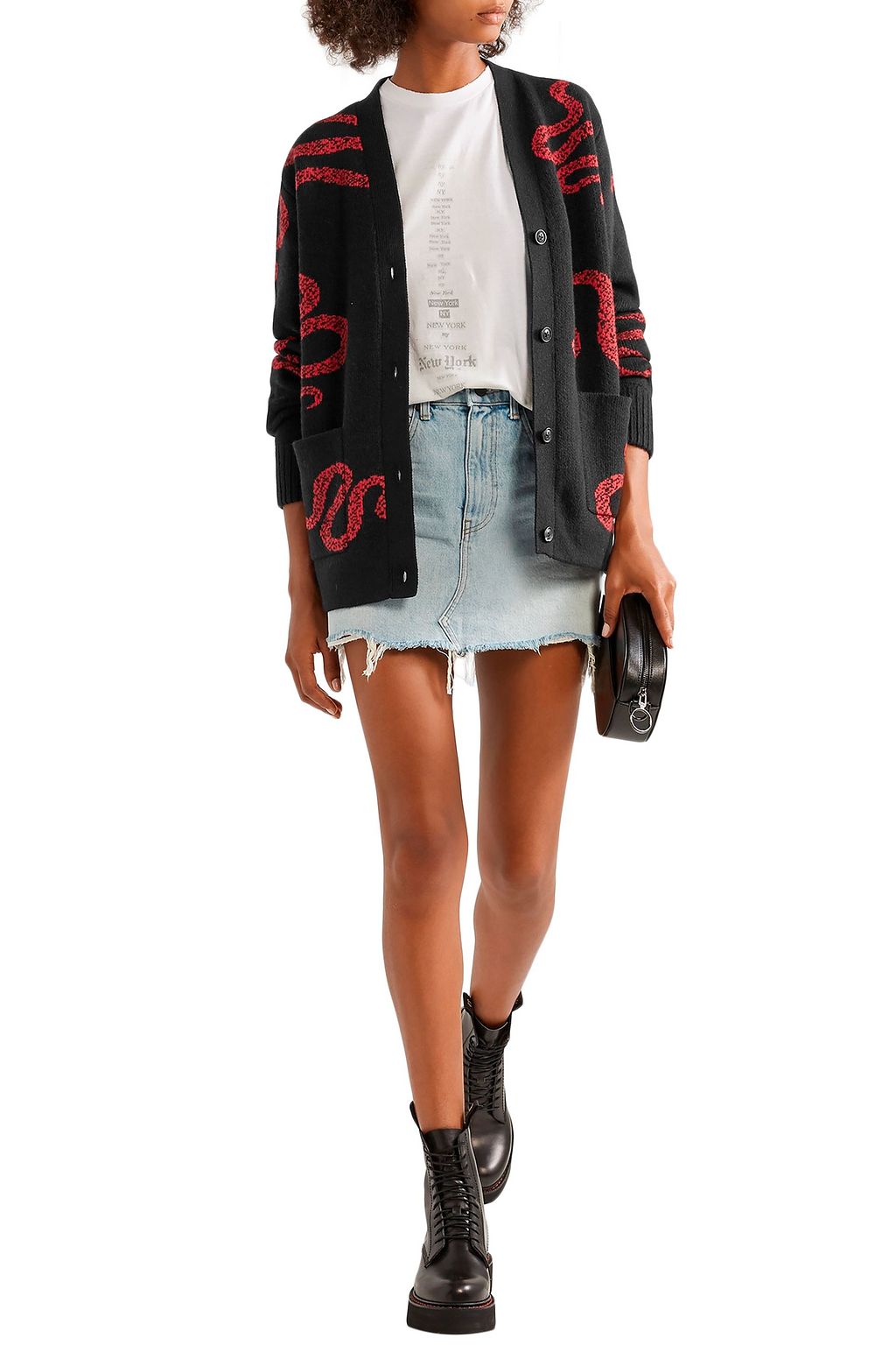 AMIRI Intarsia cashmere and wool-blend cardigan