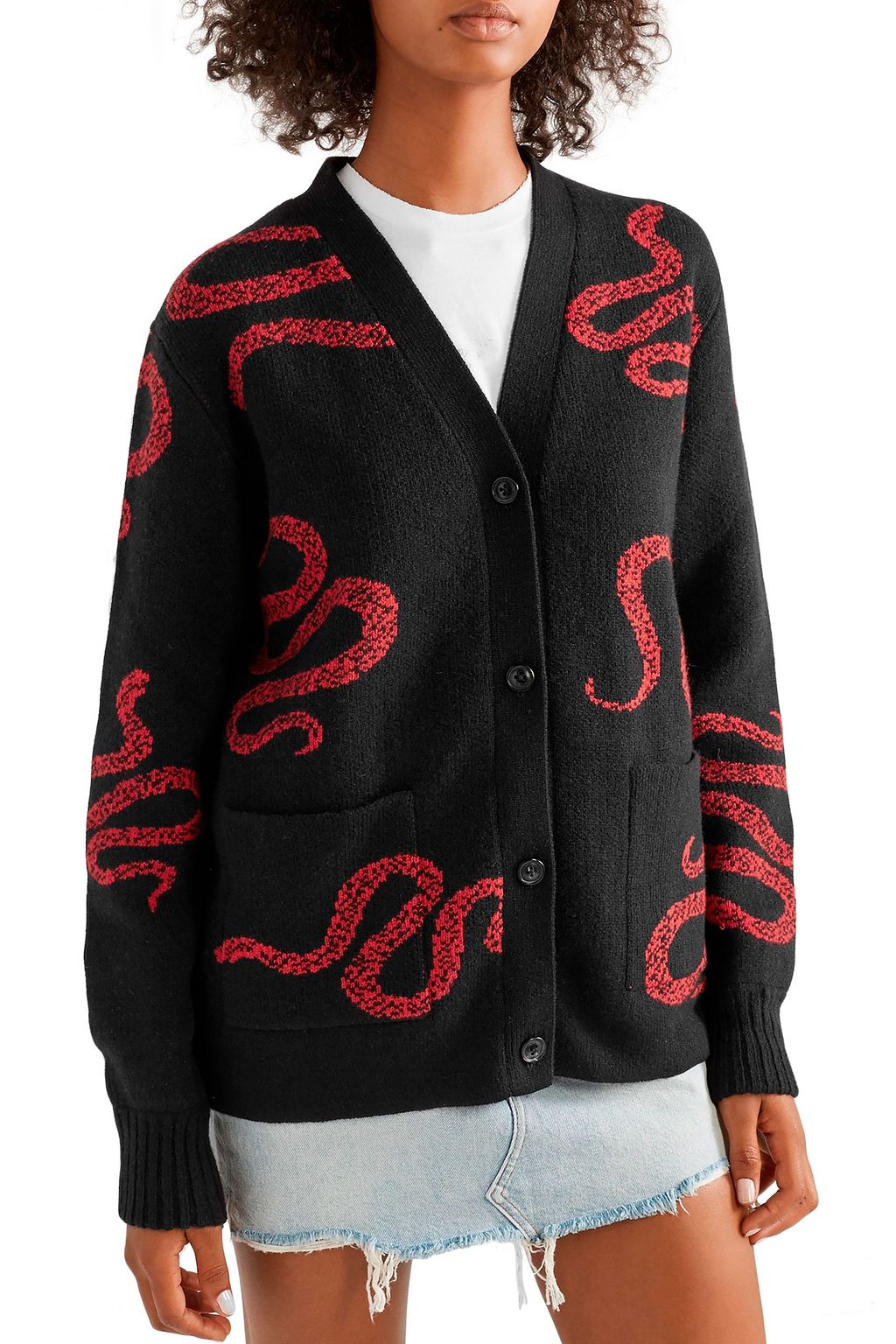 AMIRI Intarsia cashmere and wool-blend cardigan