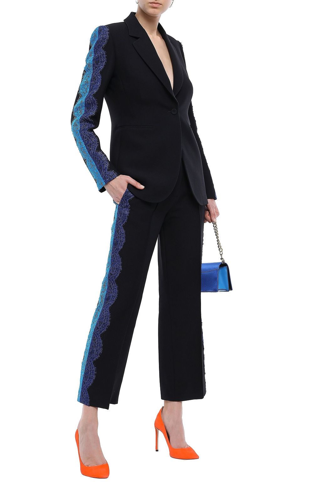 PUCCI Lace-trimmed wool and silk-blend blazer