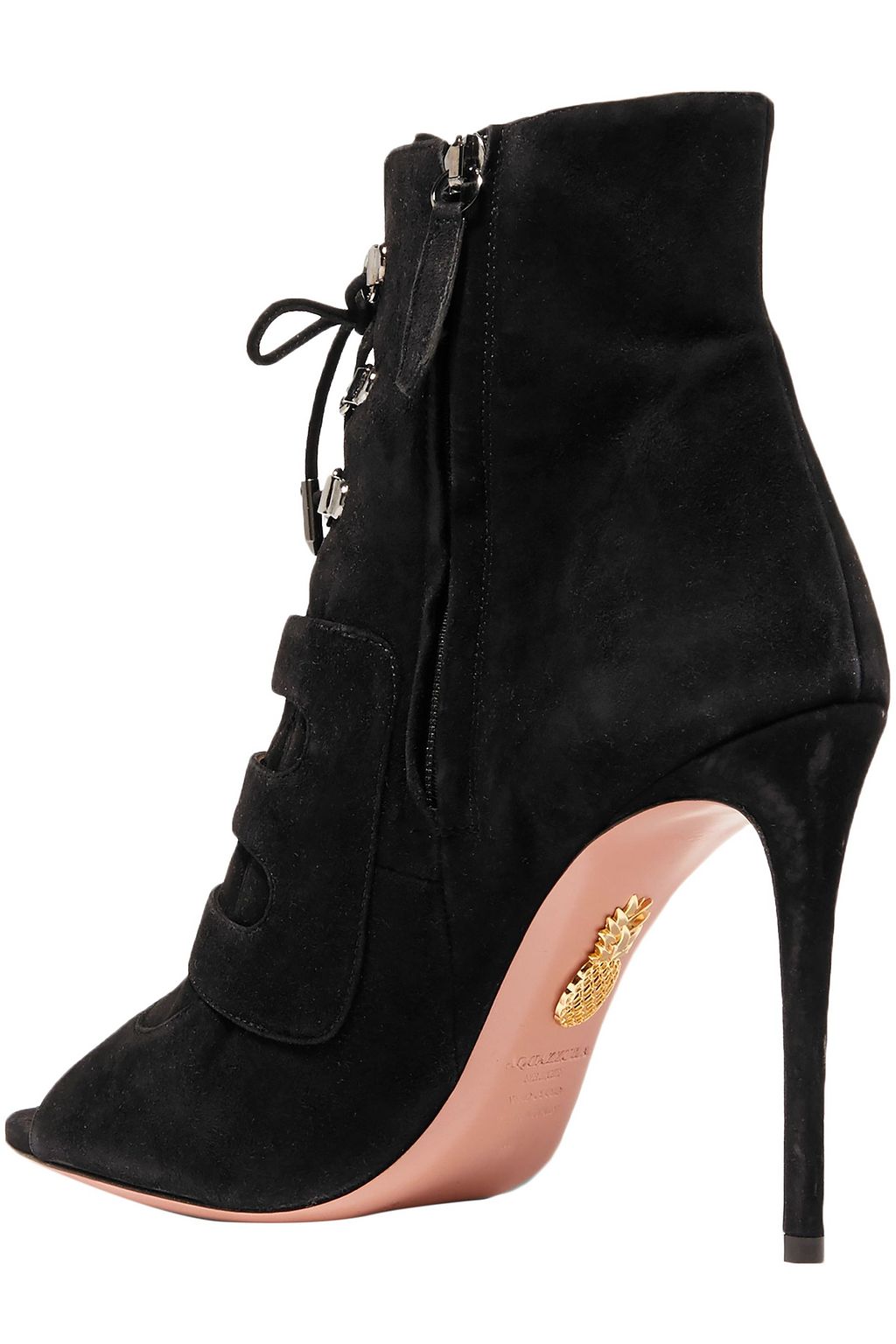 AQUAZZURA + Claudia Schiffer Vendome buckled suede ankle boots