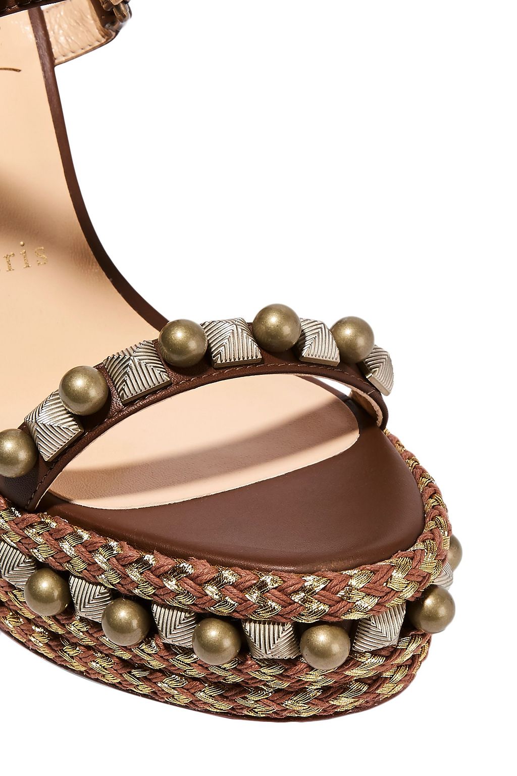 CHRISTIAN LOUBOUTIN Cataconico 120 embellished leather wedge sandals