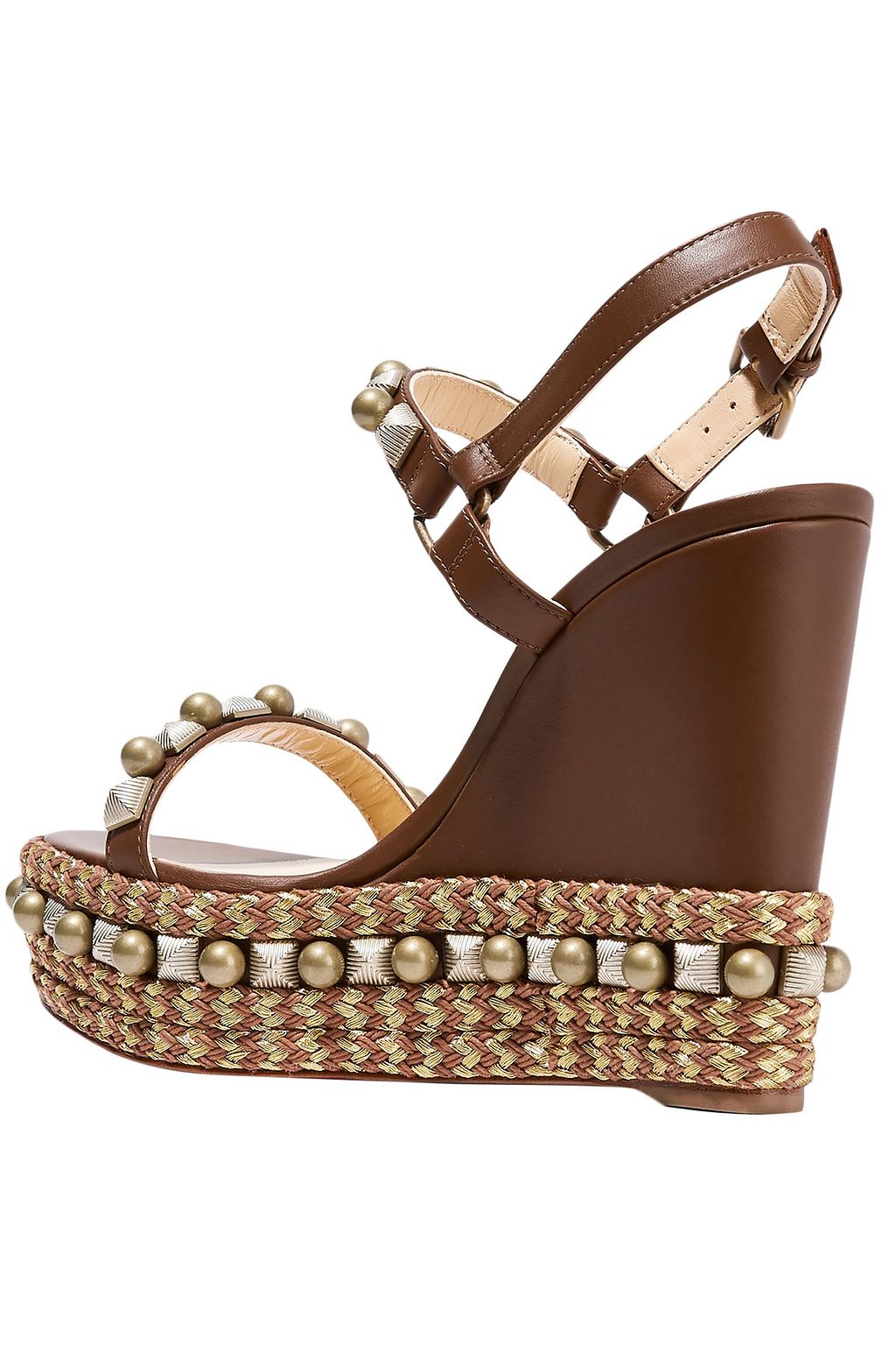 CHRISTIAN LOUBOUTIN Cataconico 120 embellished leather wedge sandals