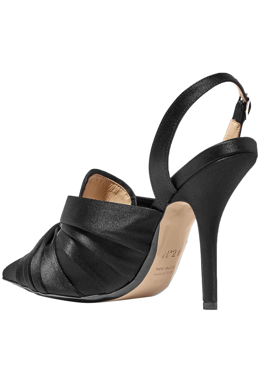 N°21 Knotted satin slingback pumps