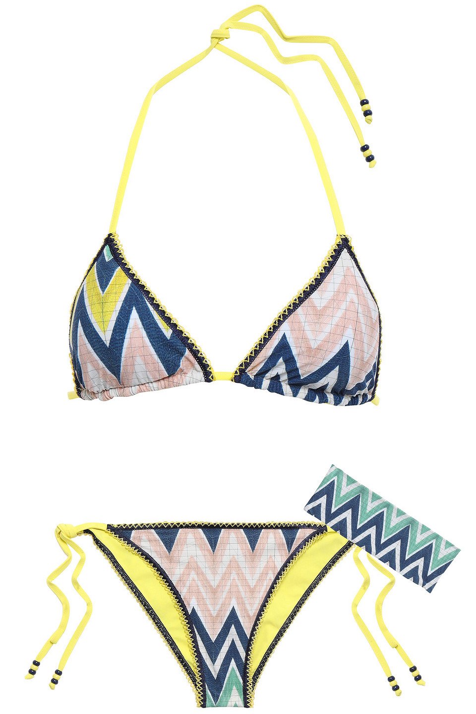 M Missoni Woman Bead-embellished Printed Triangle Bikini Blush Size 40