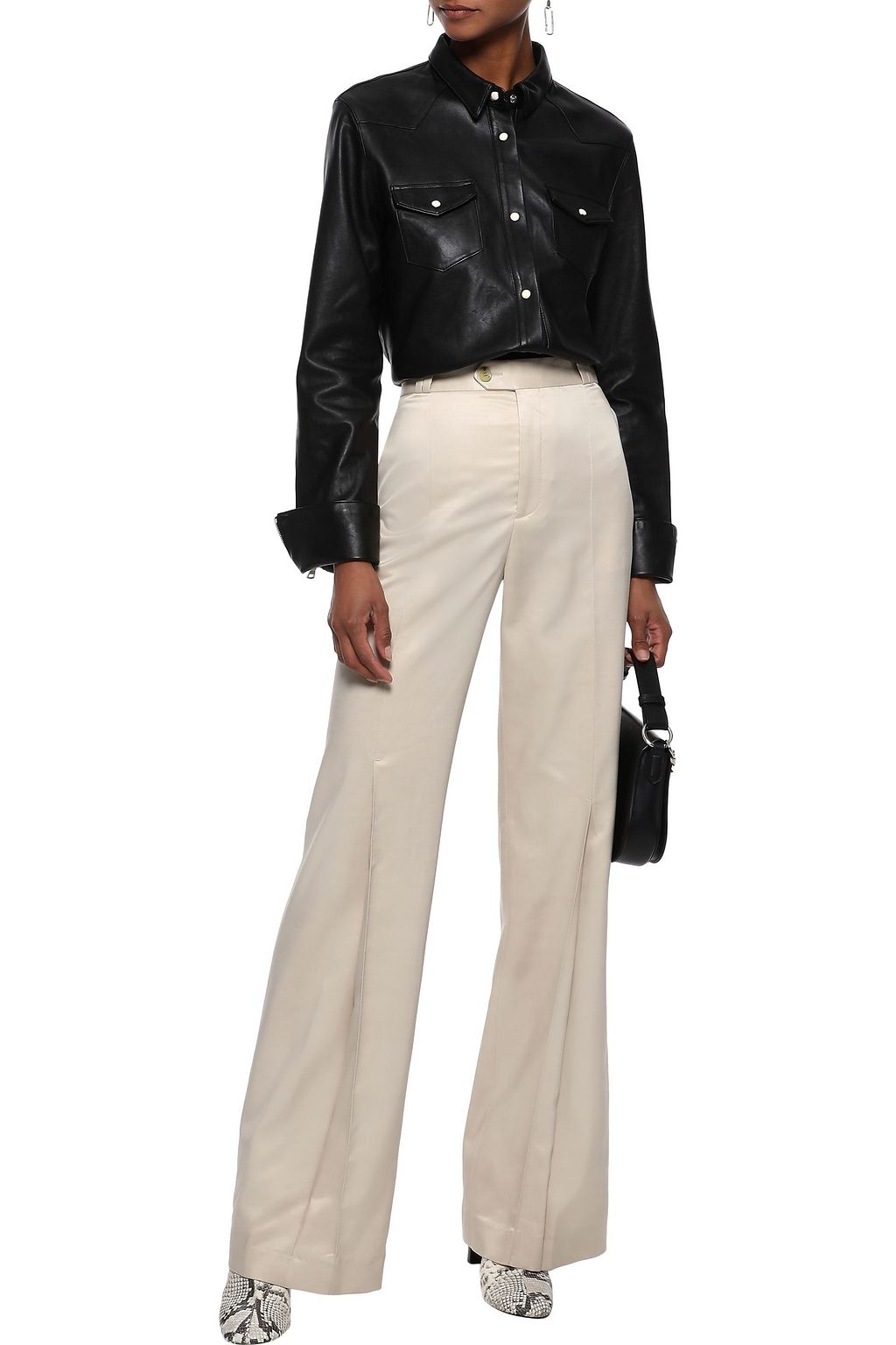 ACNE STUDIOS Tohny pleated satin-twill flared pants
