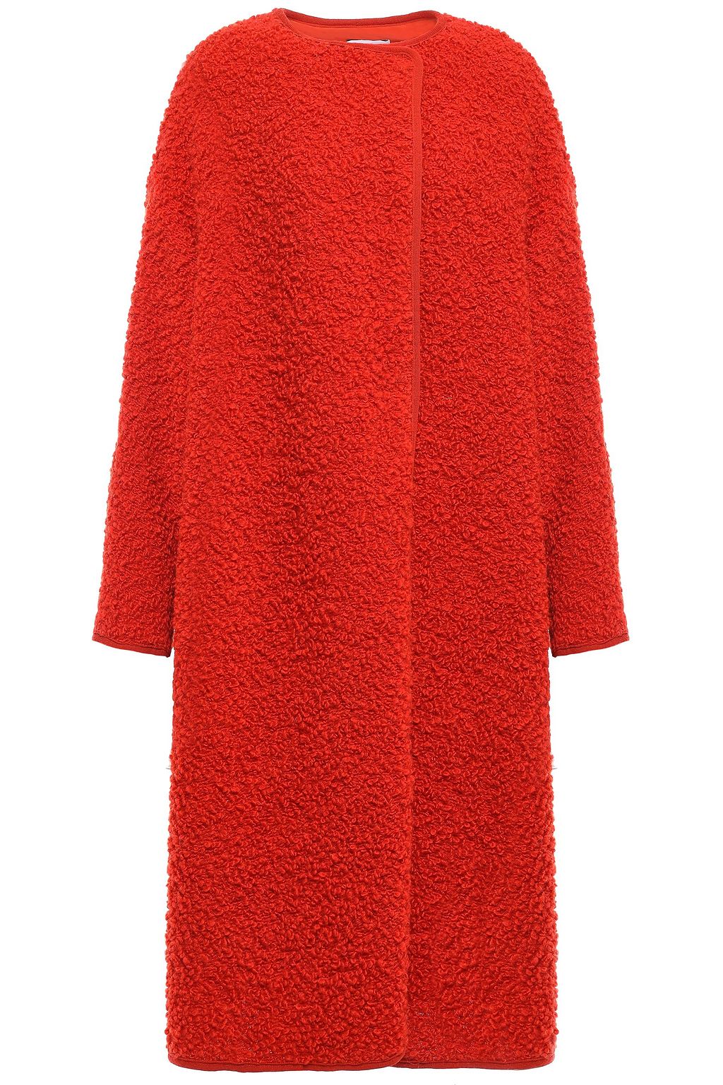 Papaya Wool blend bouclé coat | Sale up Size Red Wool Blend Boucle Coat | idaretobe